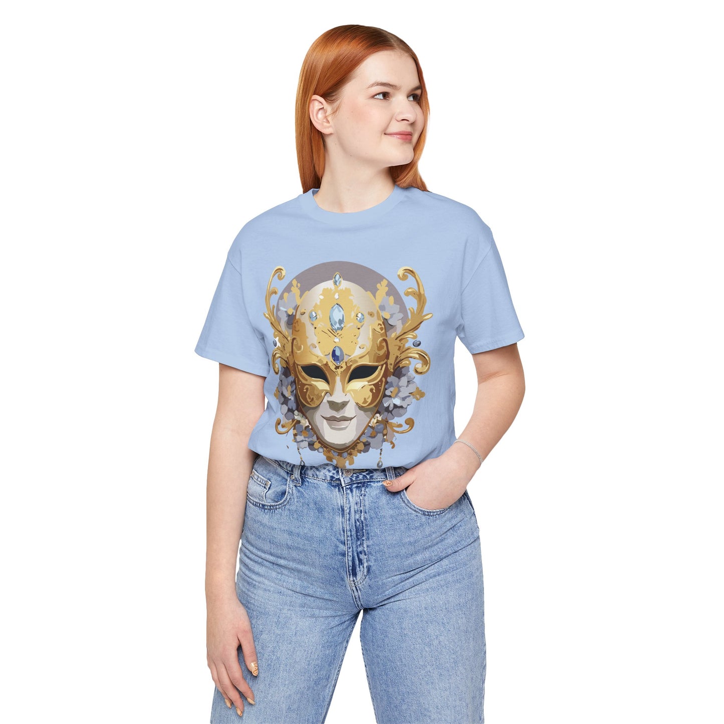 Mask Shirt, Shirt with Mask, Tee Shirt with Gold Face