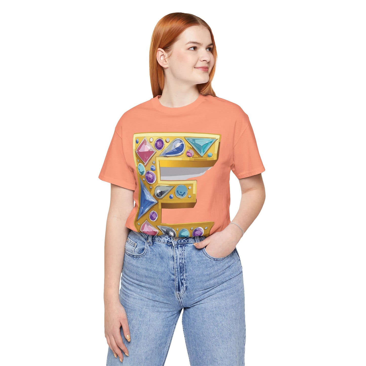 Letter Shirt, Shirt with Letters, Tee Shirt with Gold Letter, Shirt with Antique Letters