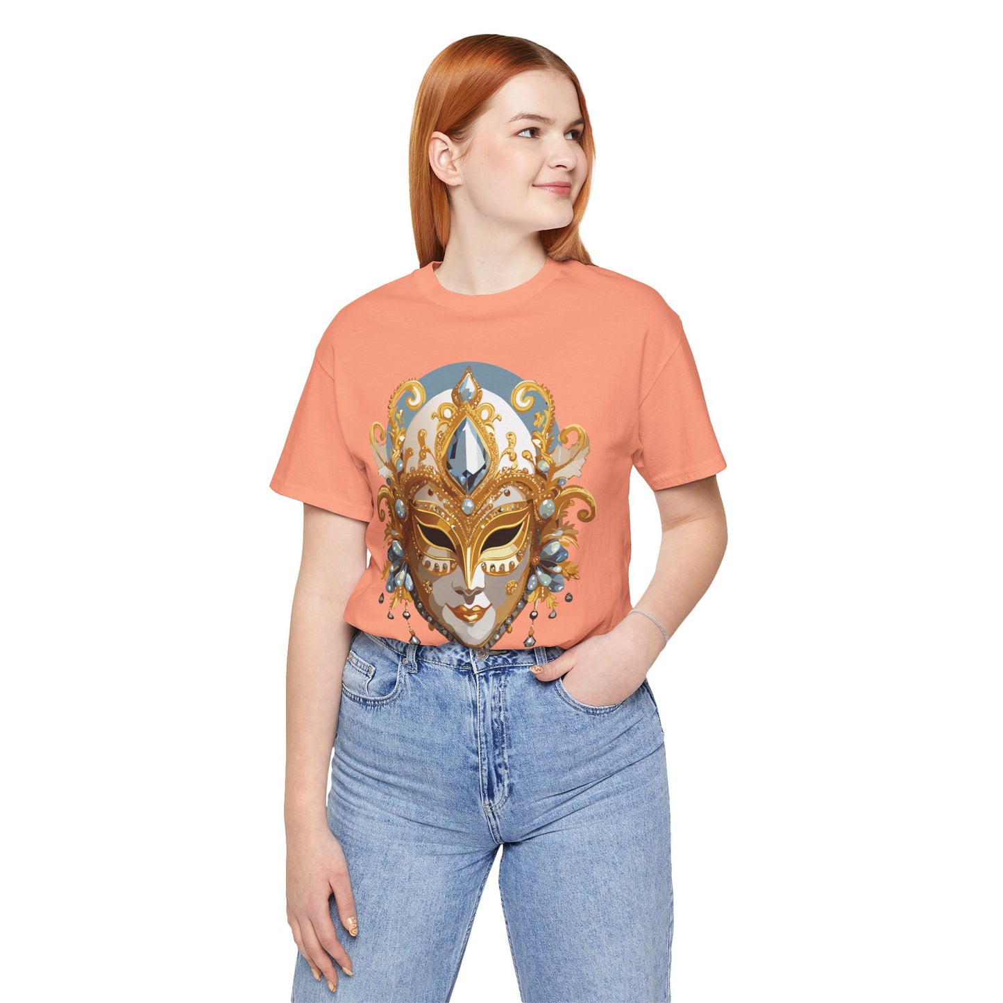 Mask Shirt, Shirt with Mask, Tee Shirt with Gold Face