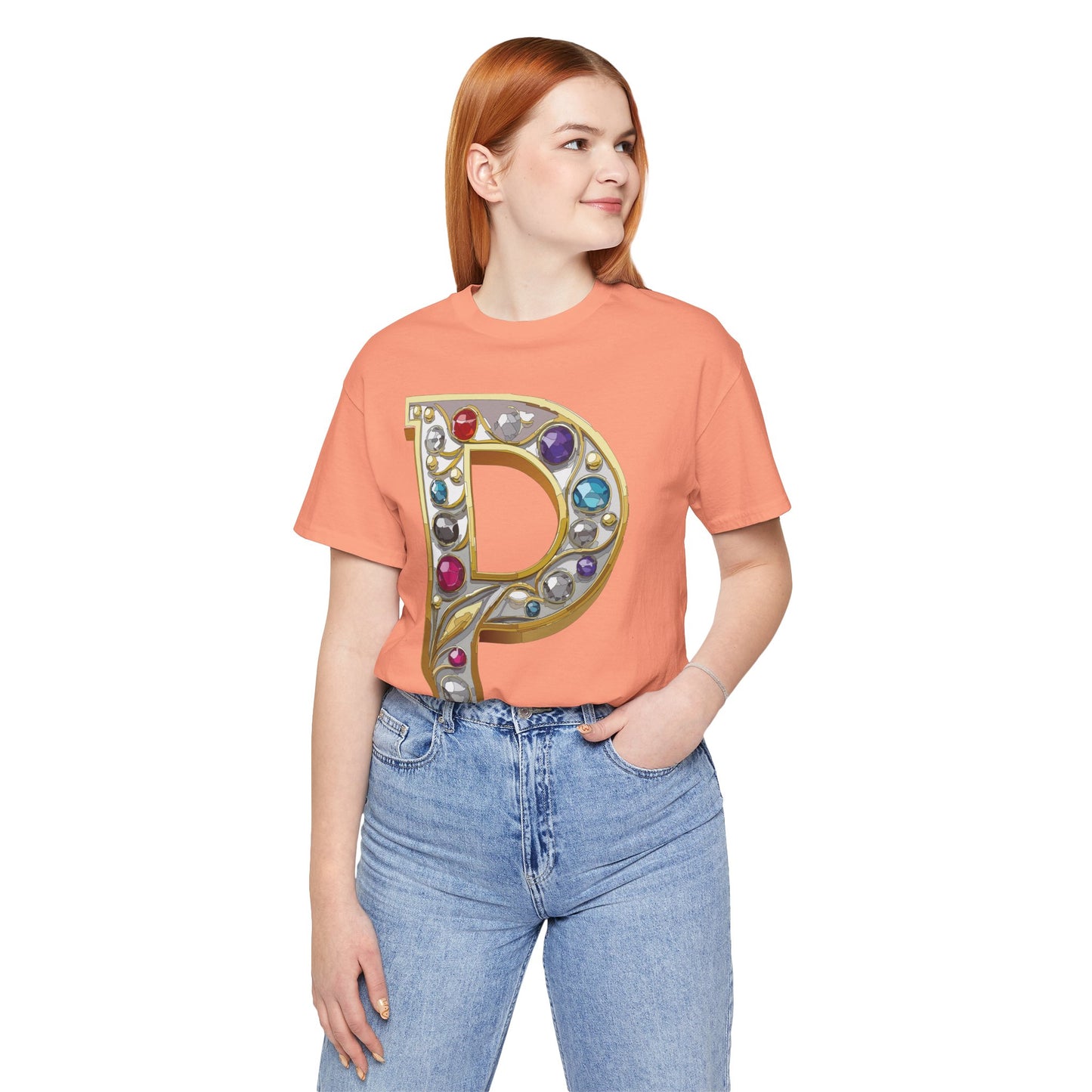 Letter Shirt, Shirt with Letters, Tee Shirt with Gold Letter, Shirt with Antique Letters