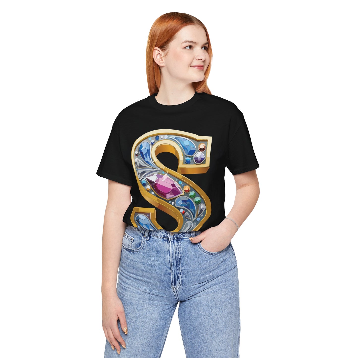 Letter Shirt, Shirt with Letters, Tee Shirt with Gold Letter, Shirt with Antique Letters