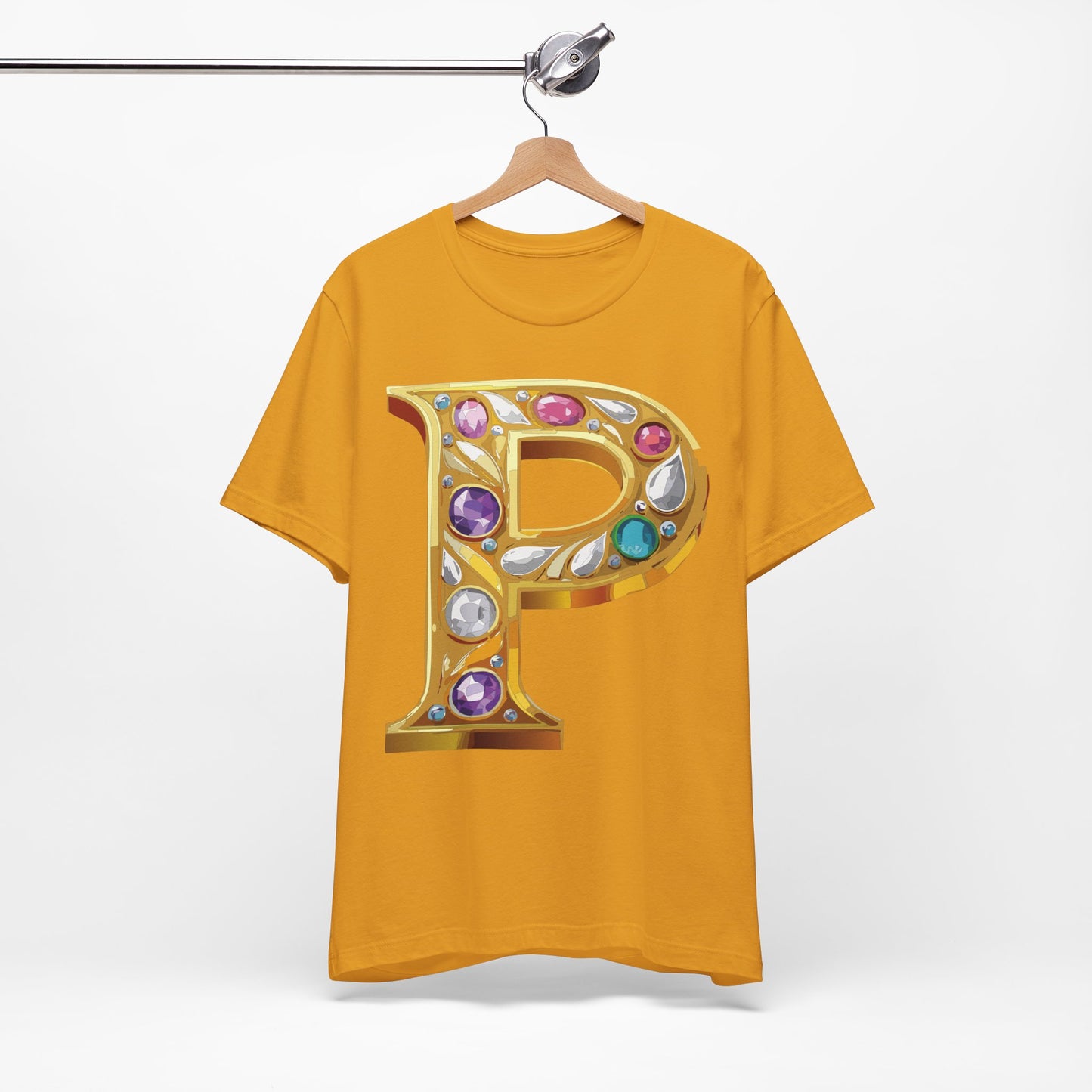 Letter Shirt, Shirt with Letters, Tee Shirt with Gold Letter, Shirt with Antique Letters