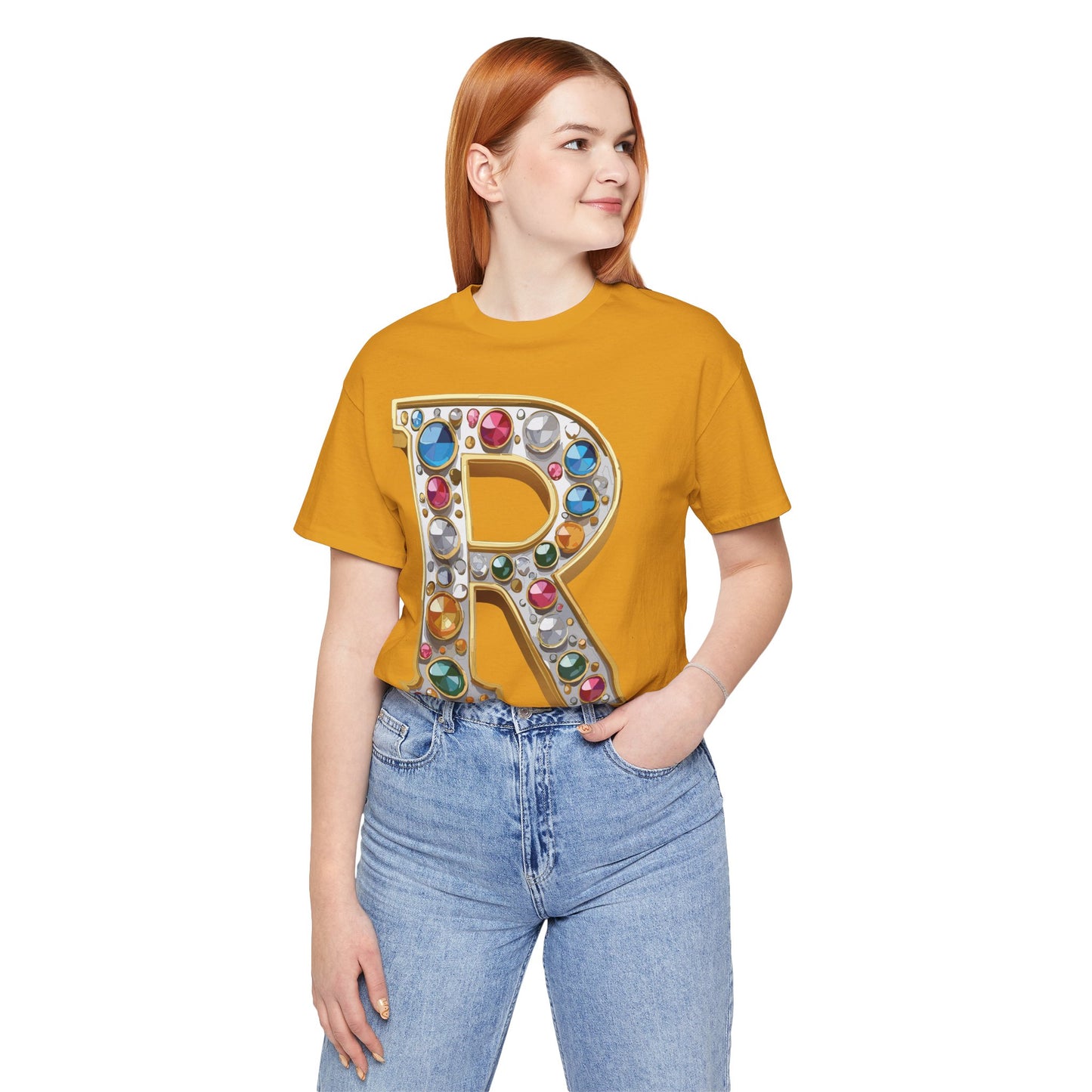 Letter Shirt, Shirt with Letters, Tee Shirt with Gold Letter, Shirt with Antique Letters