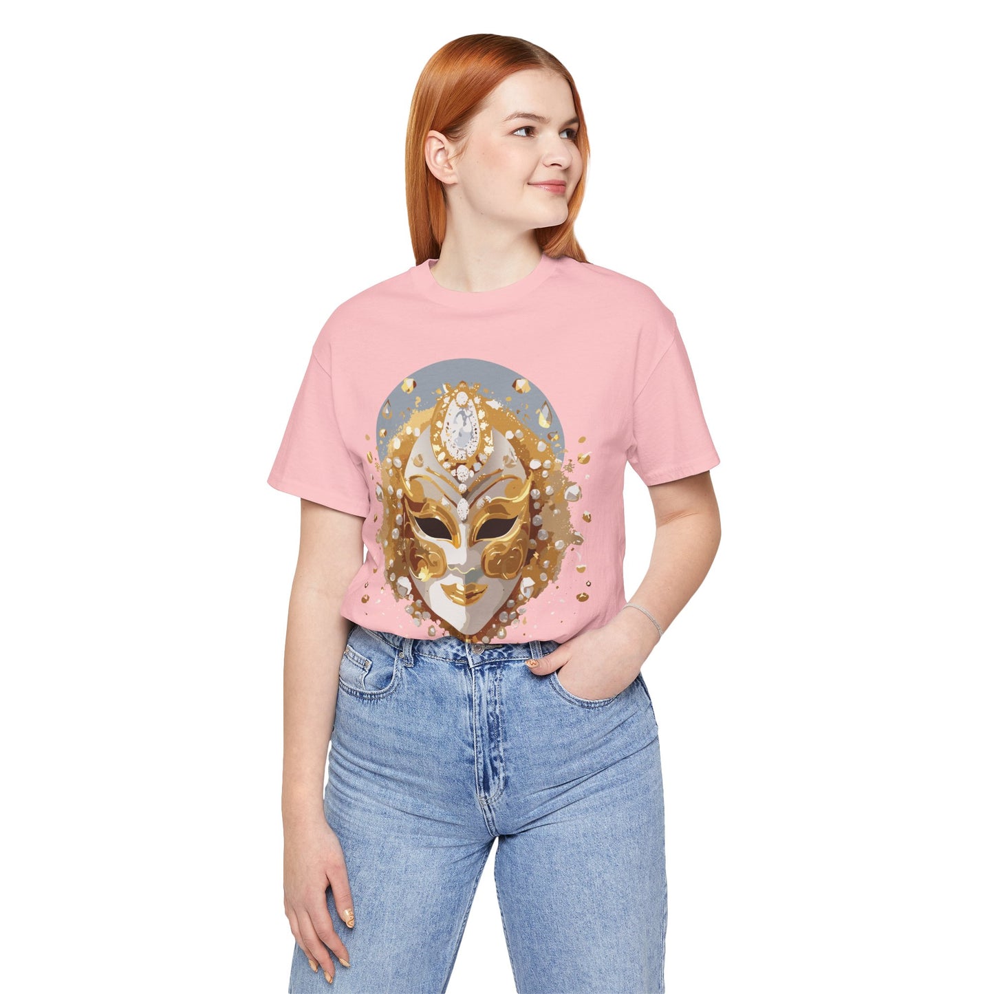 Mask Shirt, Shirt with Mask, Tee Shirt with Gold Face