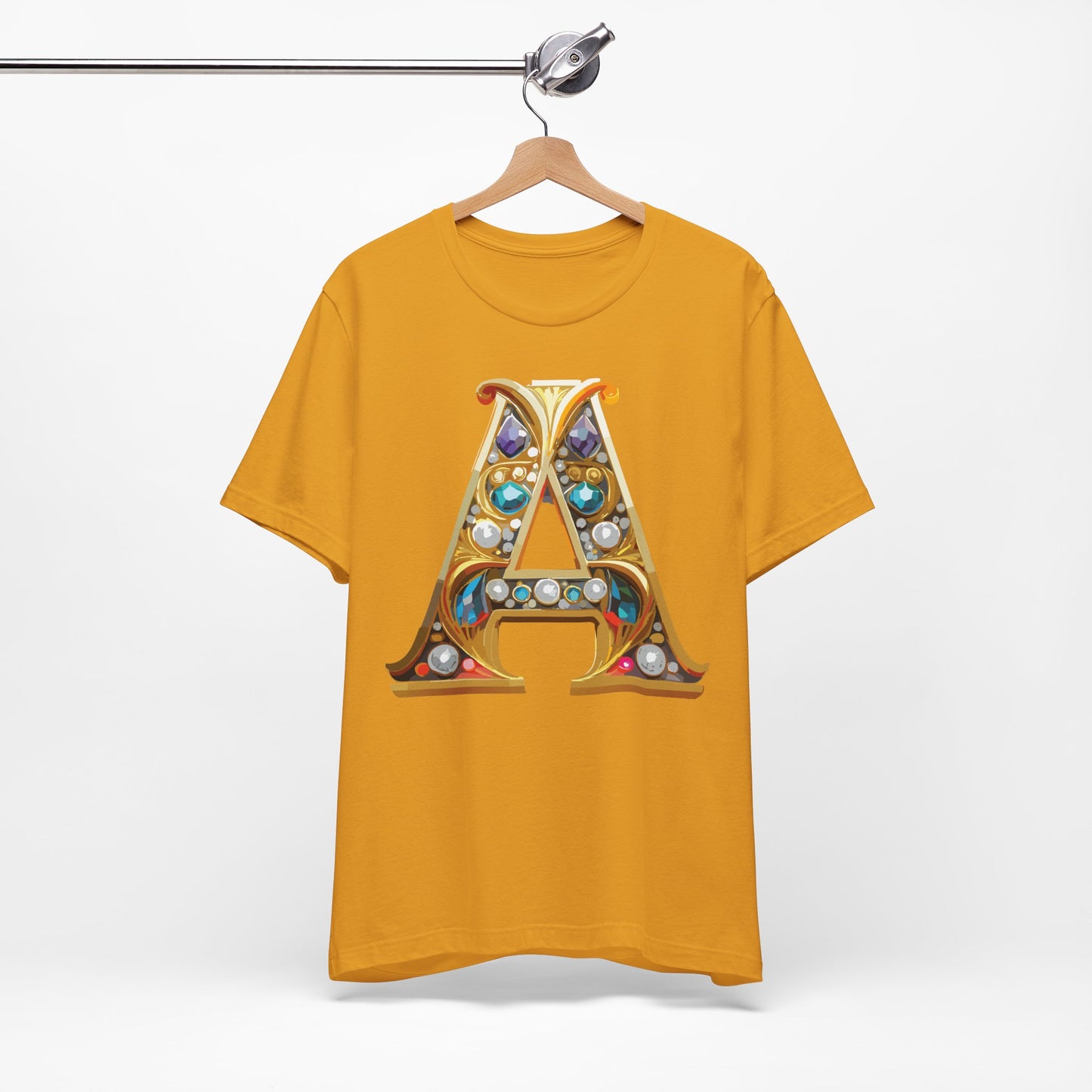 Letter Shirt, Shirt with Letters, Tee Shirt with Gold Letter, Shirt with Antique Letters