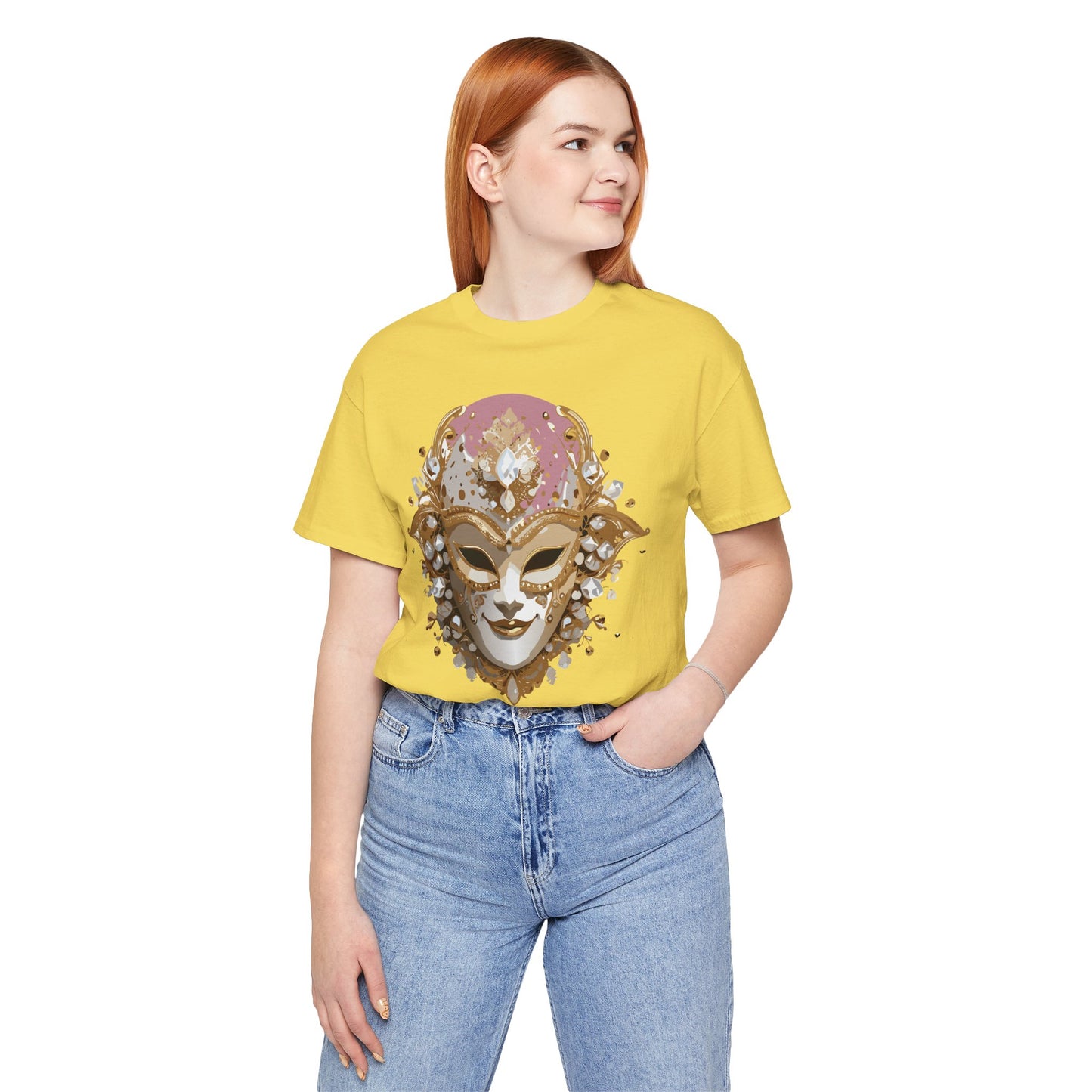 Mask Shirt, Shirt with Mask, Tee Shirt with Gold Face