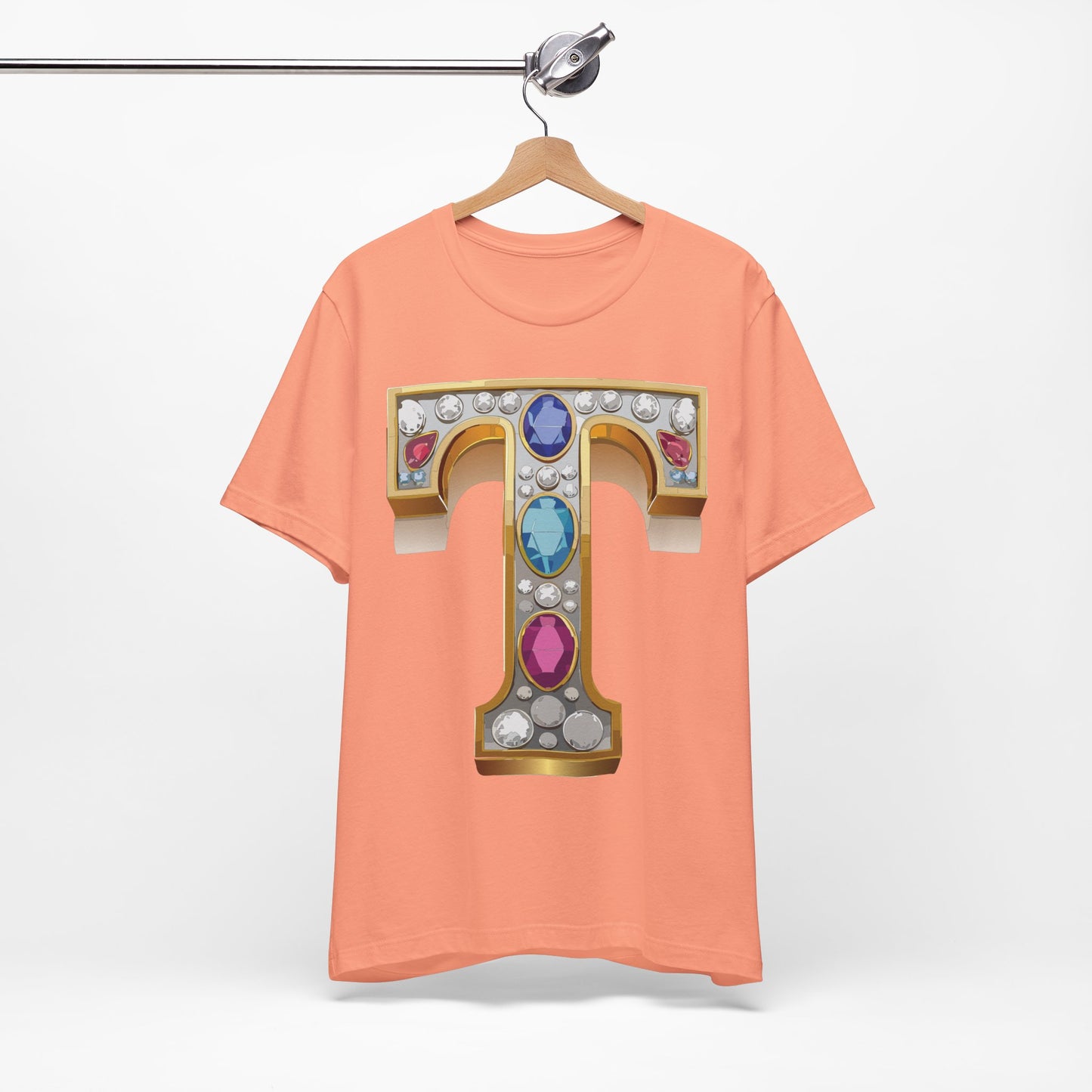 Letter Shirt, Shirt with Letters, Tee Shirt with Gold Letter, Shirt with Antique Letters