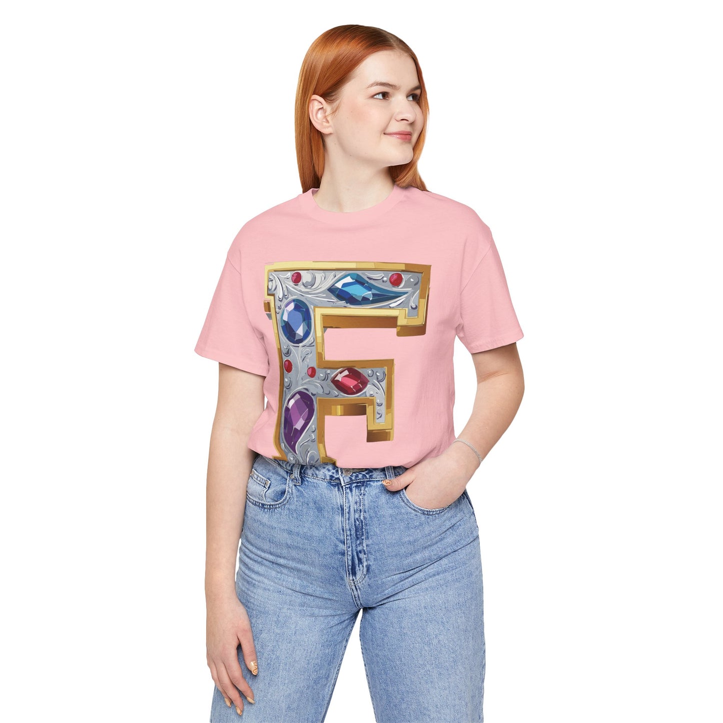 Letter Shirt, Shirt with Letters, Tee Shirt with Gold Letter, Shirt with Antique Letters