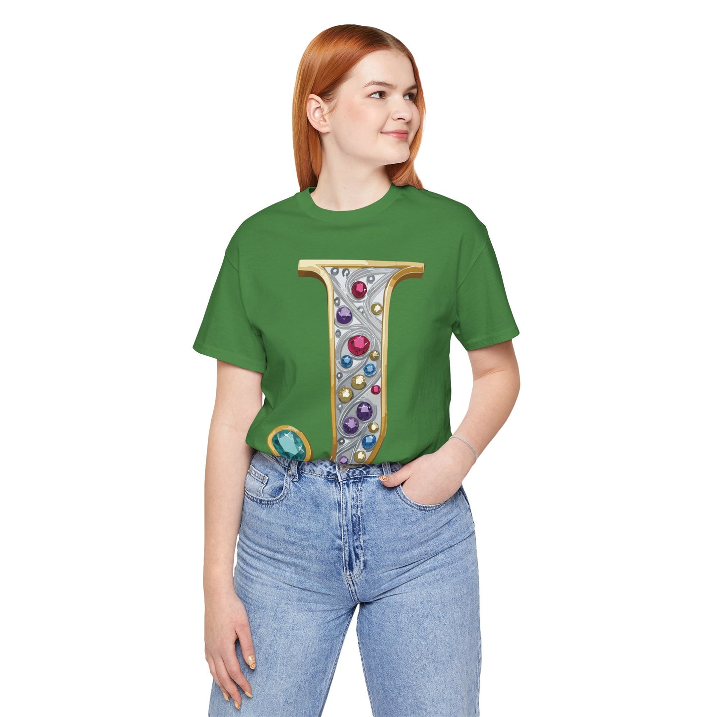 Letter Shirt, Shirt with Letters, Tee Shirt with Gold Letter, Shirt with Antique Letters