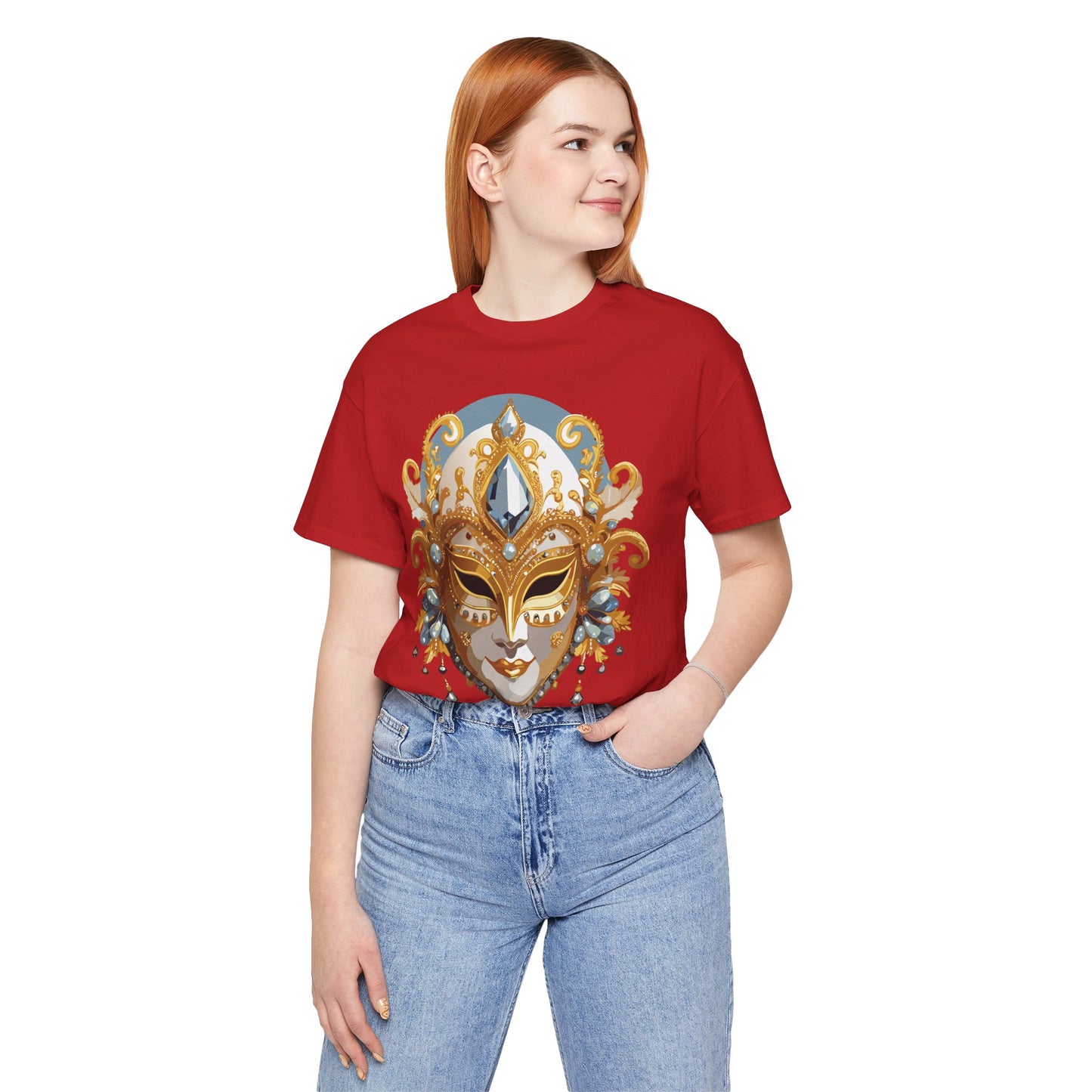 Mask Shirt, Shirt with Mask, Tee Shirt with Gold Face