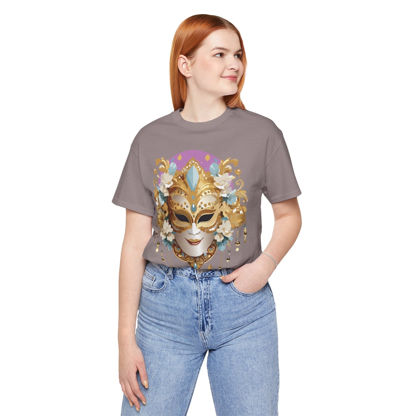 Mask Shirt, Shirt with Mask, Tee Shirt with Gold Face