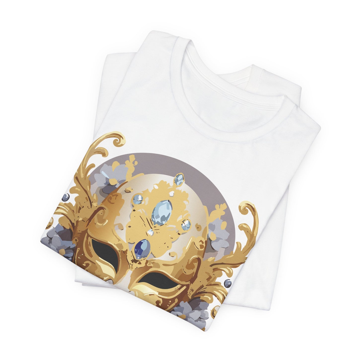 Mask Shirt, Shirt with Mask, Tee Shirt with Gold Face