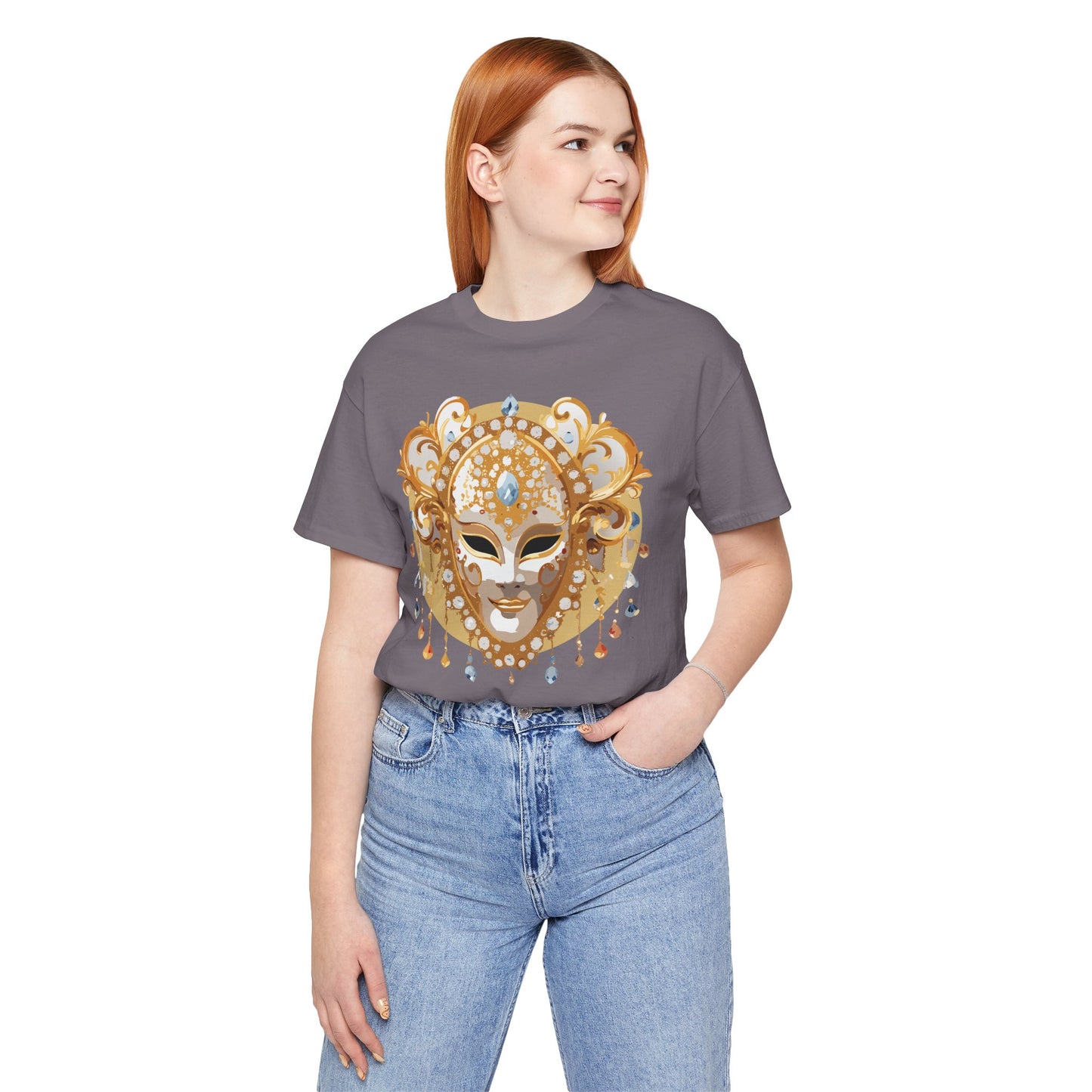 Mask Shirt, Shirt with Mask, Tee Shirt with Gold Face