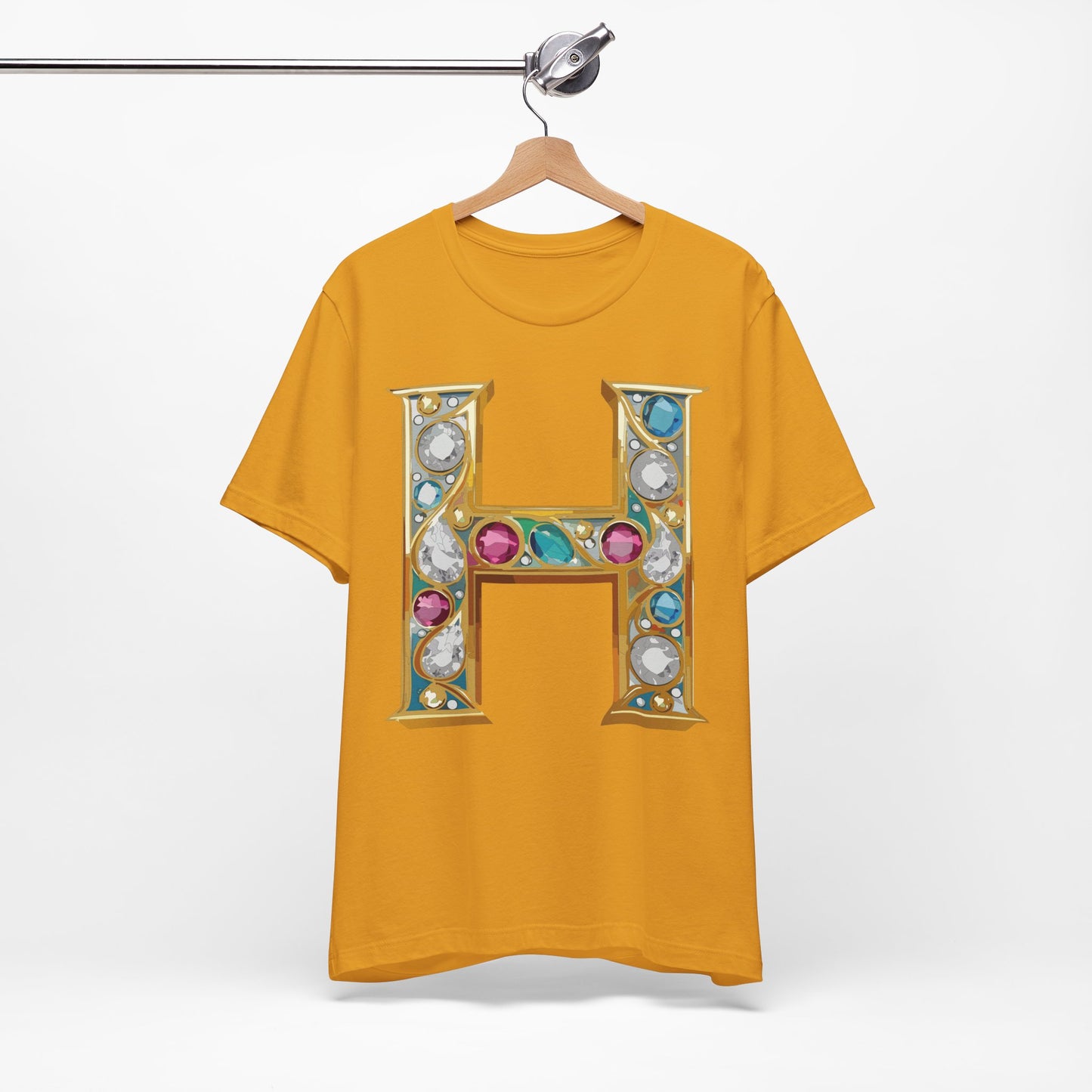 Letter Shirt, Shirt with Letters, Tee Shirt with Gold Letter, Shirt with Antique Letters