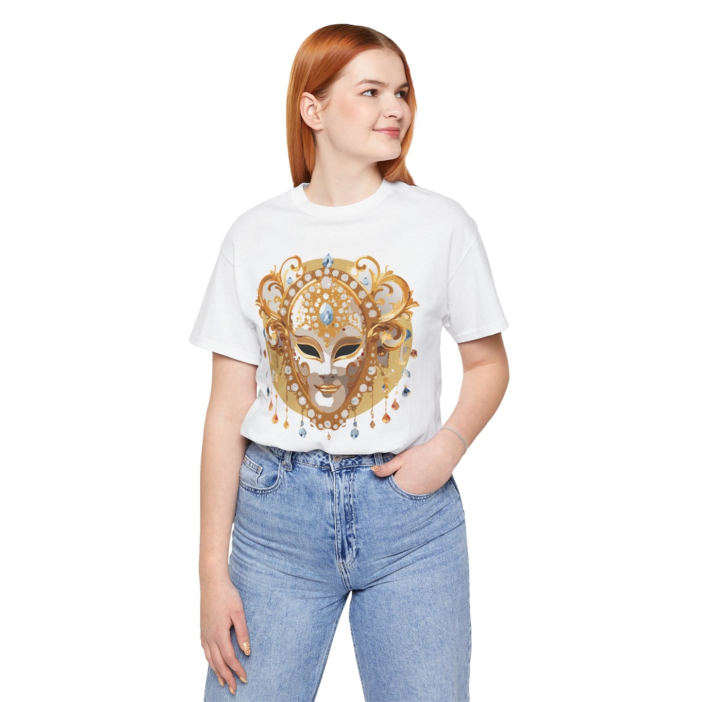 Mask Shirt, Shirt with Mask, Tee Shirt with Gold Face