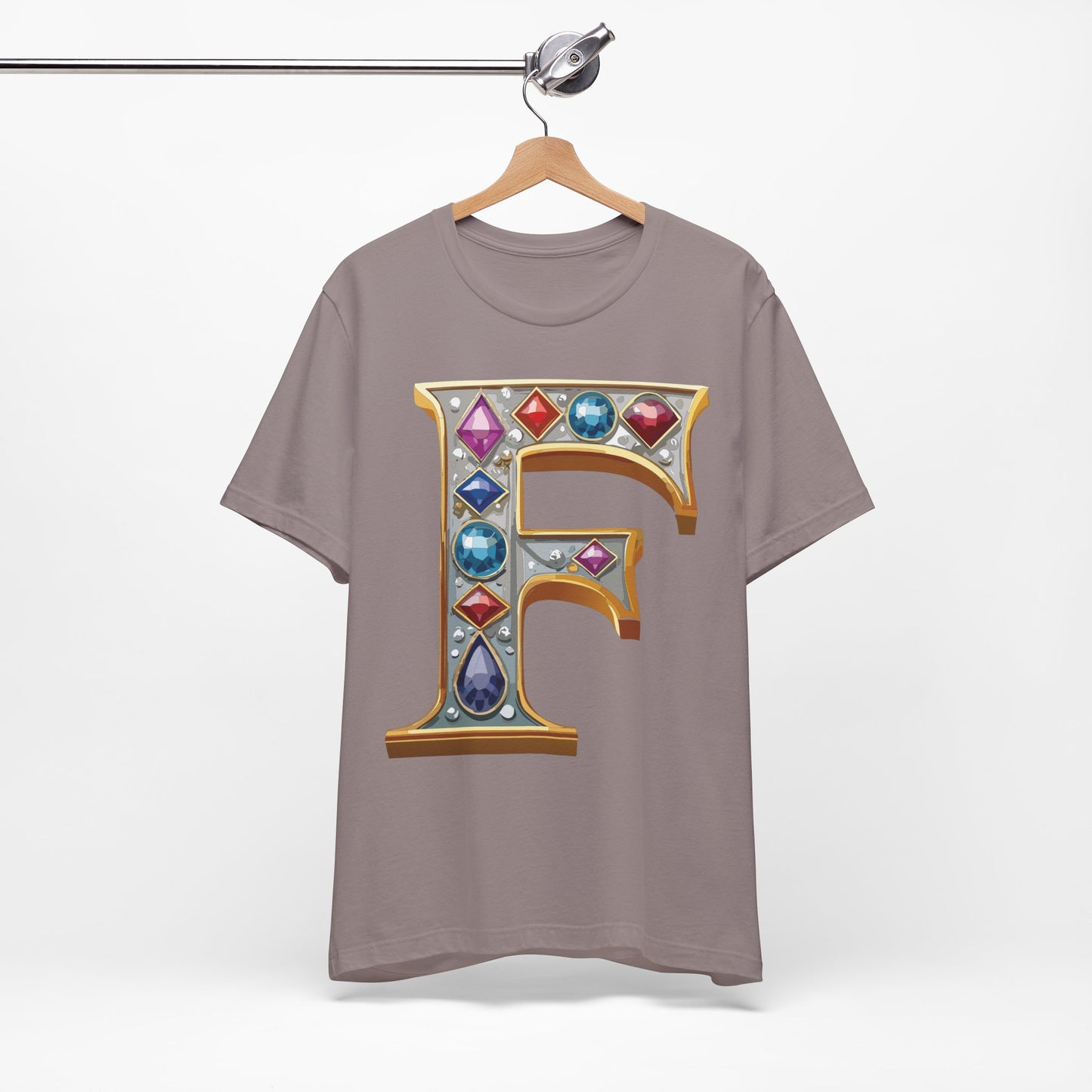 Letter Shirt, Shirt with Letters, Tee Shirt with Gold Letter, Shirt with Antique Letters