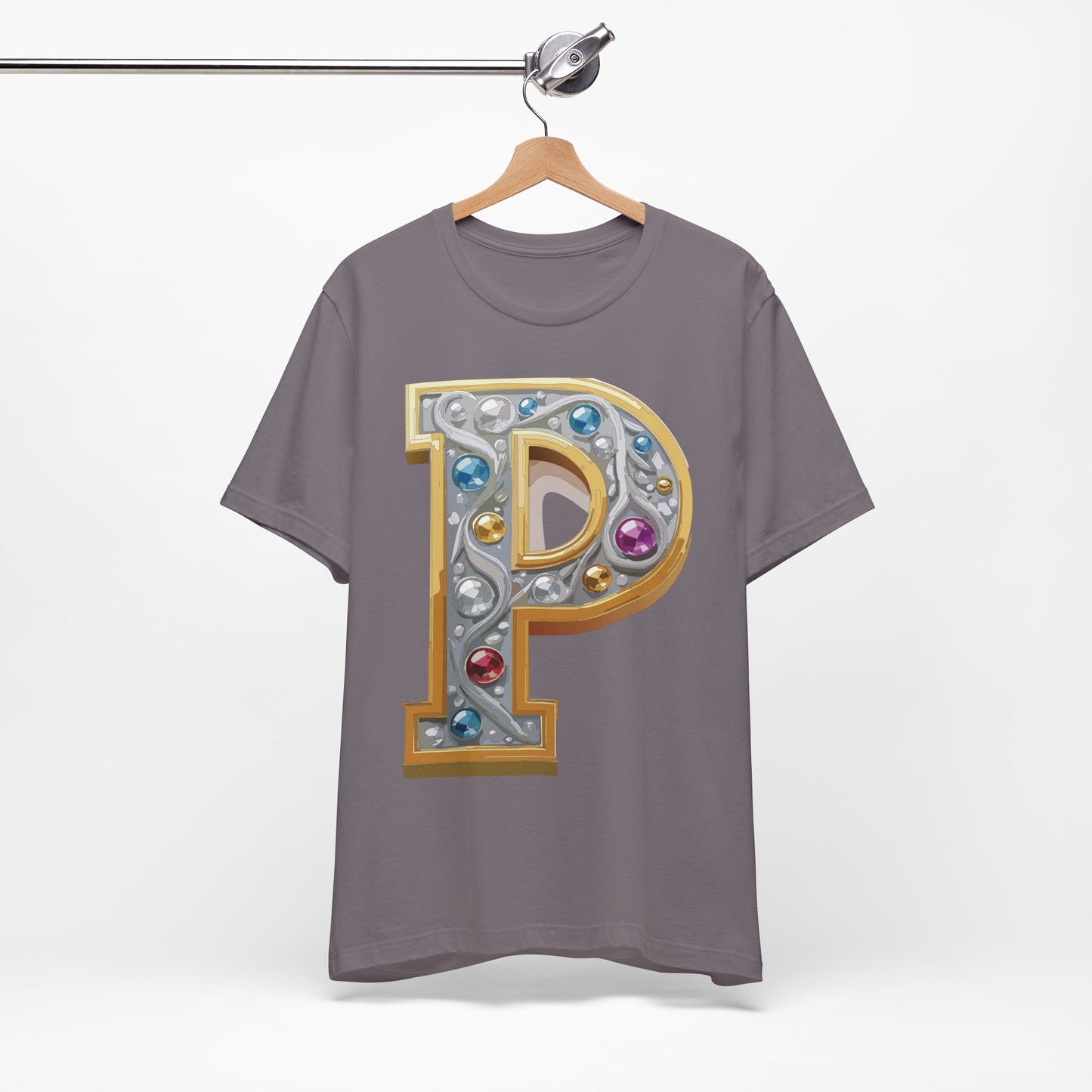 Letter Shirt, Shirt with Letters, Tee Shirt with Gold Letter, Shirt with Antique Letters
