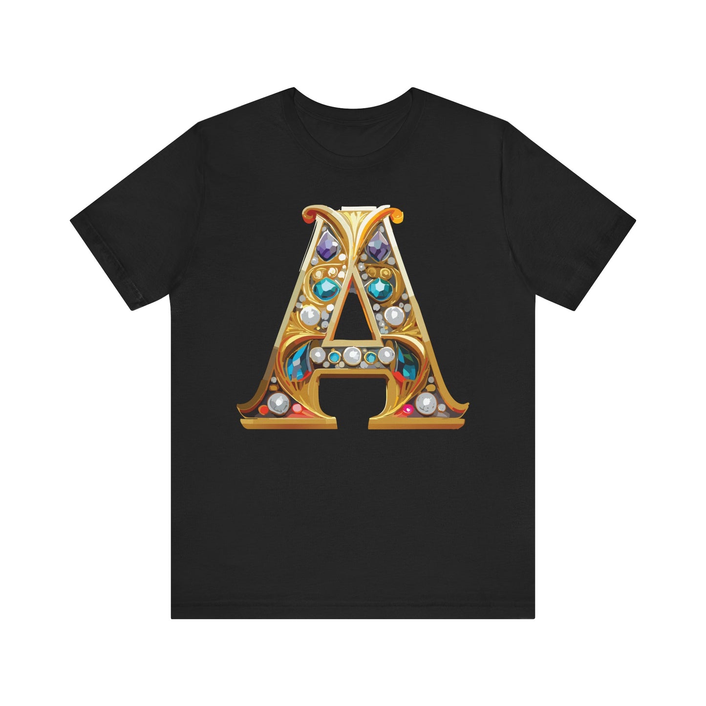 Letter Shirt, Shirt with Letters, Tee Shirt with Gold Letter, Shirt with Antique Letters