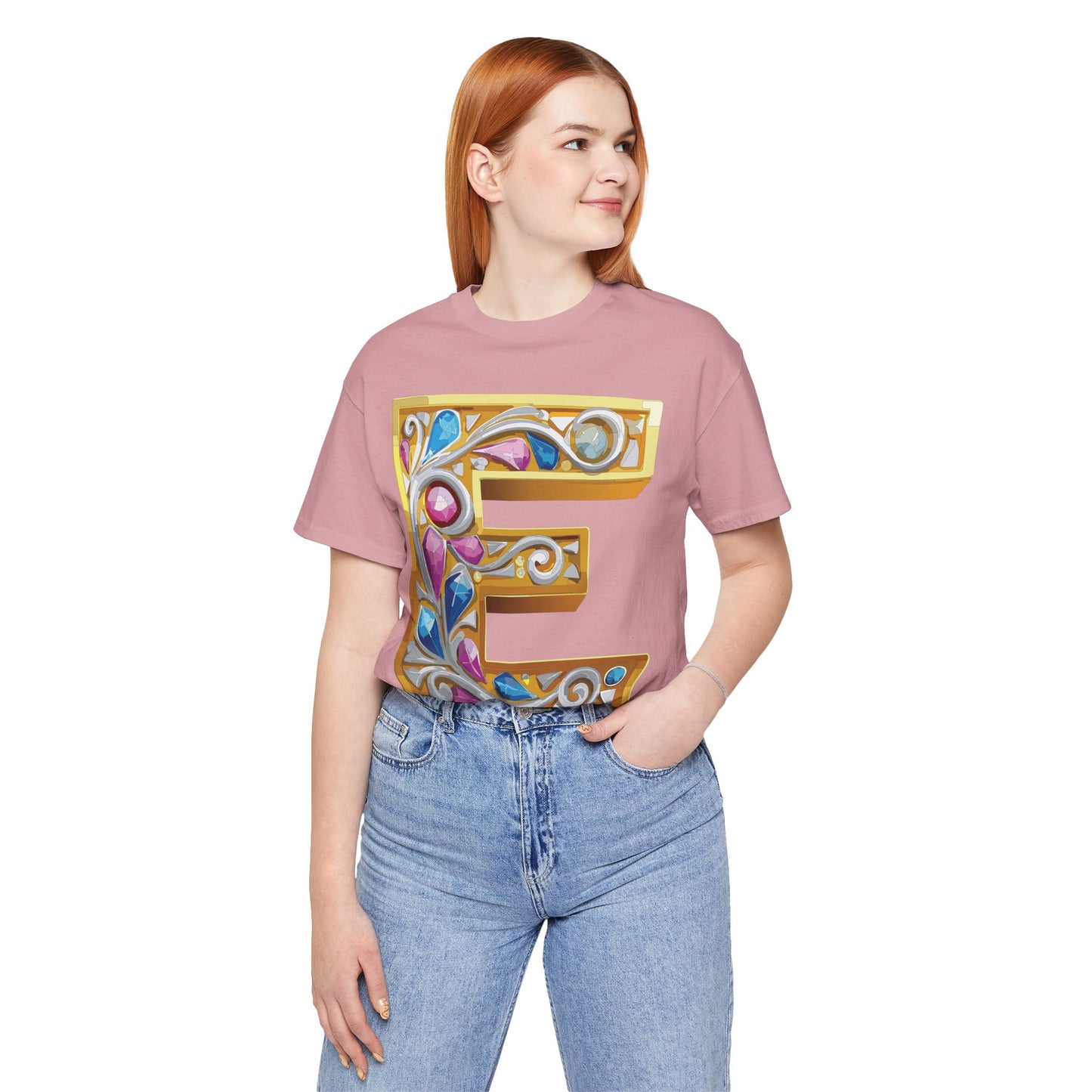 Letter Shirt, Shirt with Letters, Tee Shirt with Gold Letter, Shirt with Antique Letters