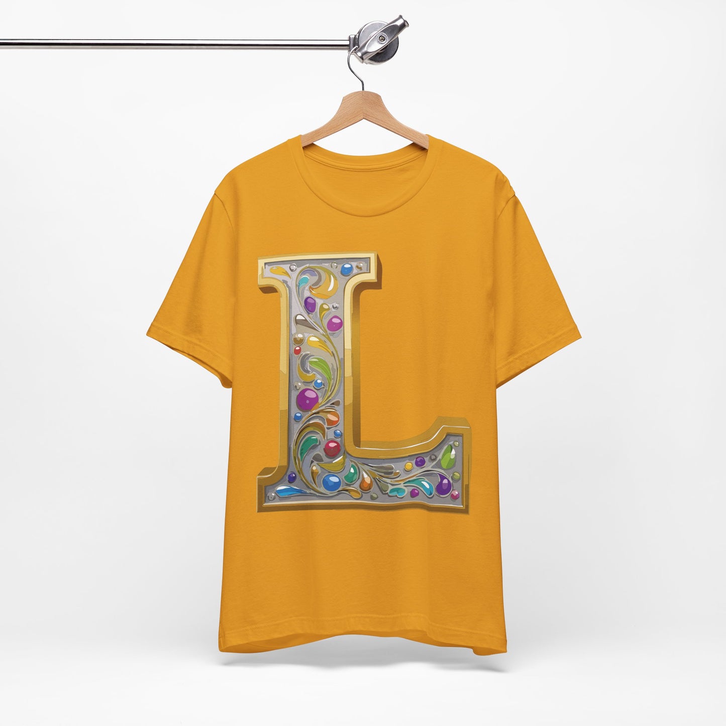 Letter Shirt, Shirt with Letters, Tee Shirt with Gold Letter, Shirt with Antique Letters