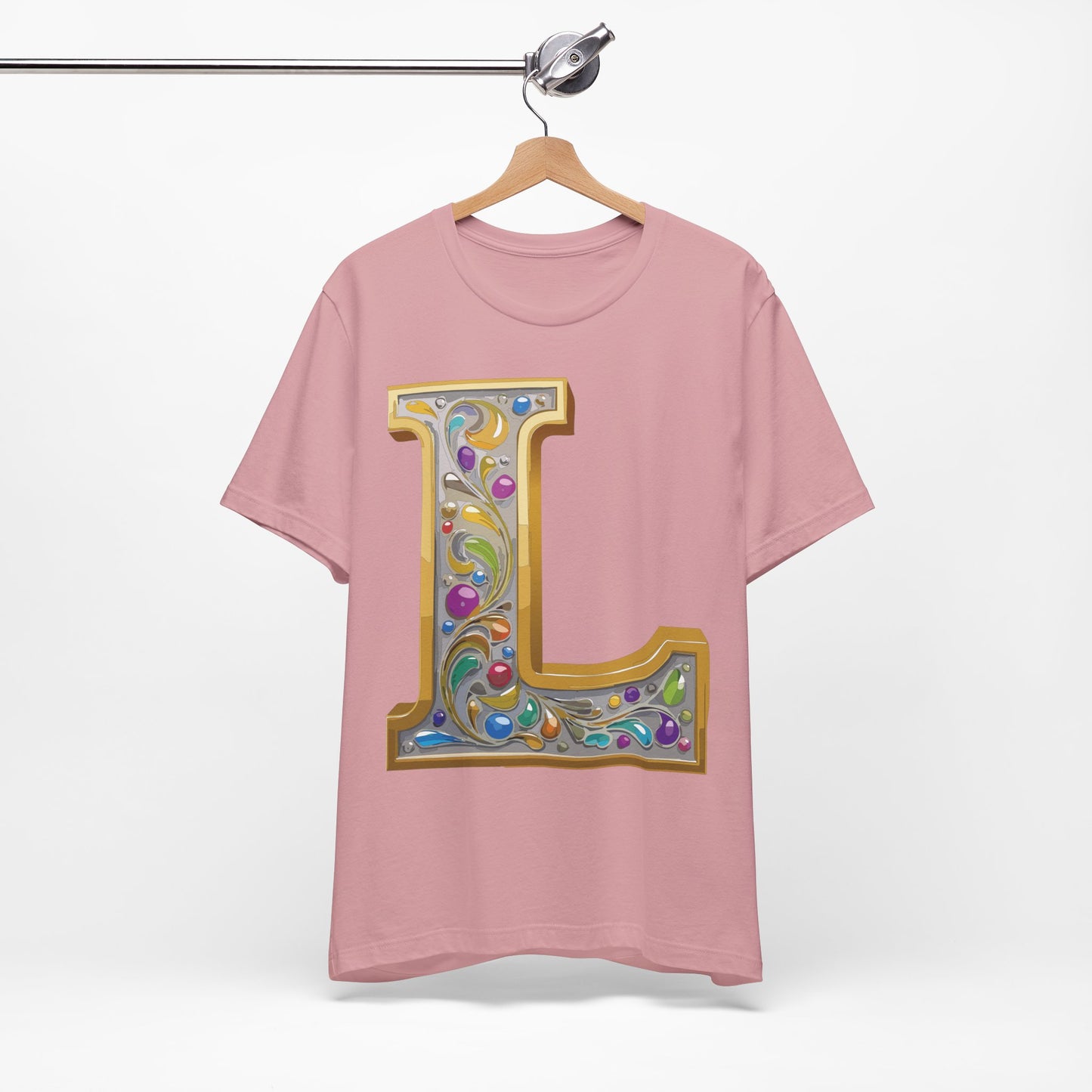 Letter Shirt, Shirt with Letters, Tee Shirt with Gold Letter, Shirt with Antique Letters