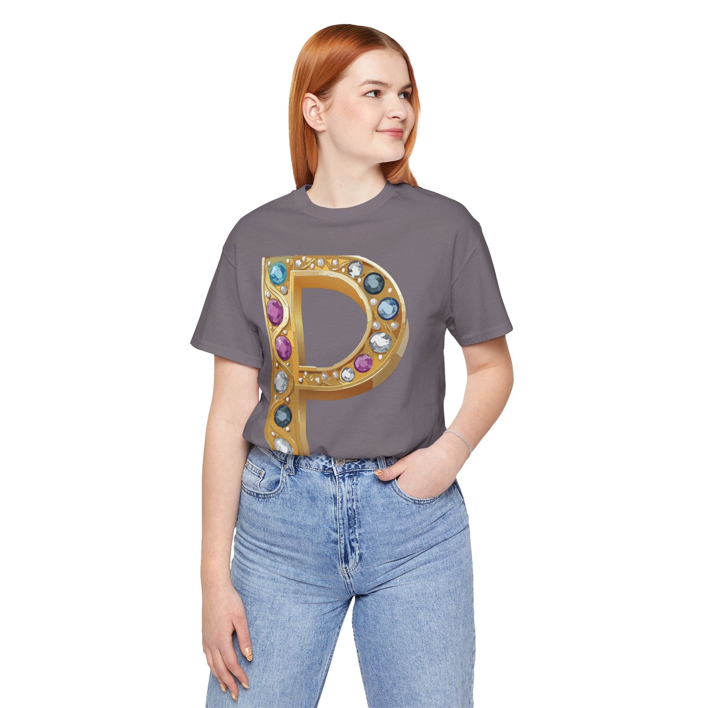 Letter Shirt, Shirt with Letters, Tee Shirt with Gold Letter, Shirt with Antique Letters