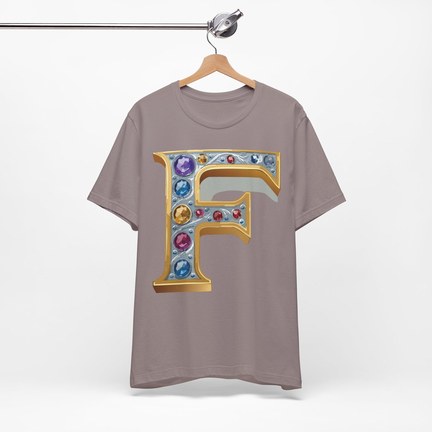 Letter Shirt, Shirt with Letters, Tee Shirt with Gold Letter, Shirt with Antique Letters