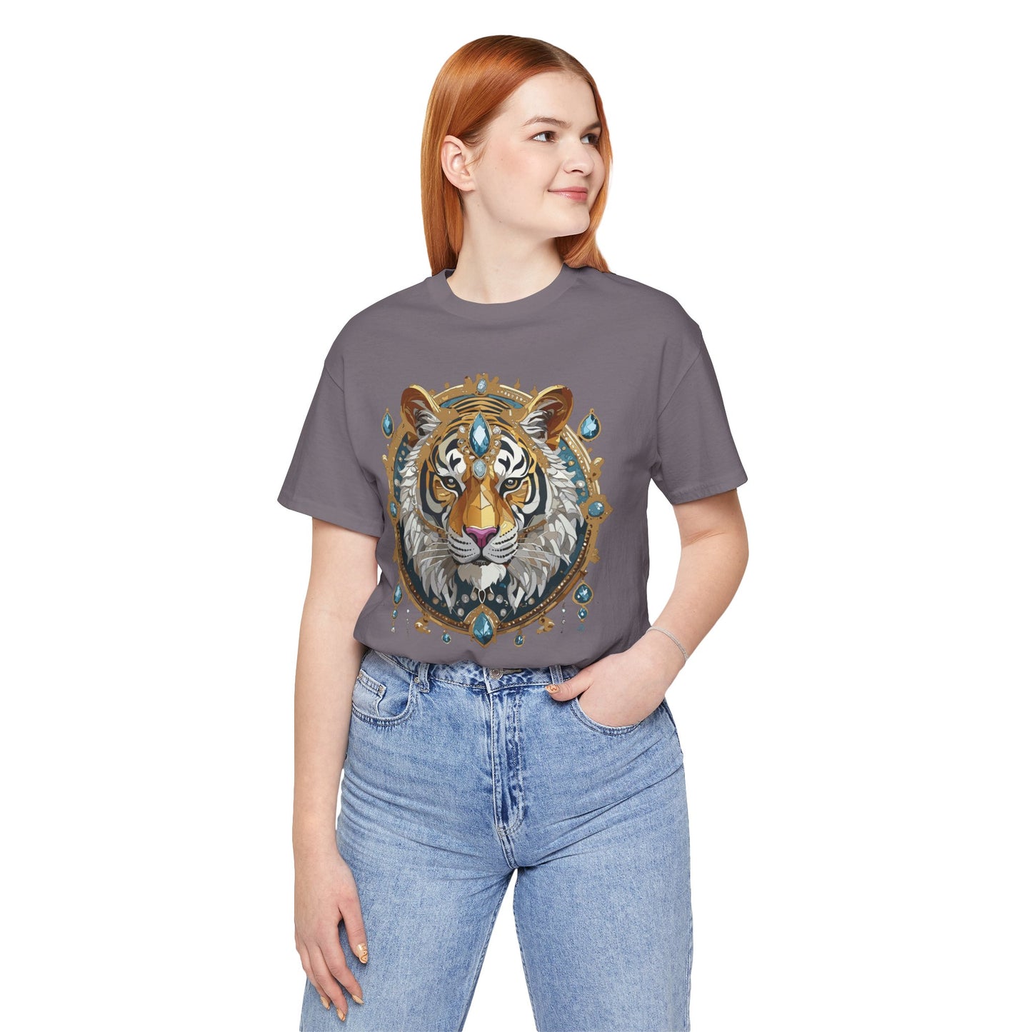 Animal Shirt, Shirt with Animal, Tee Shirt with Gold Animal Medal, Shirt with Antique Animal Medallion