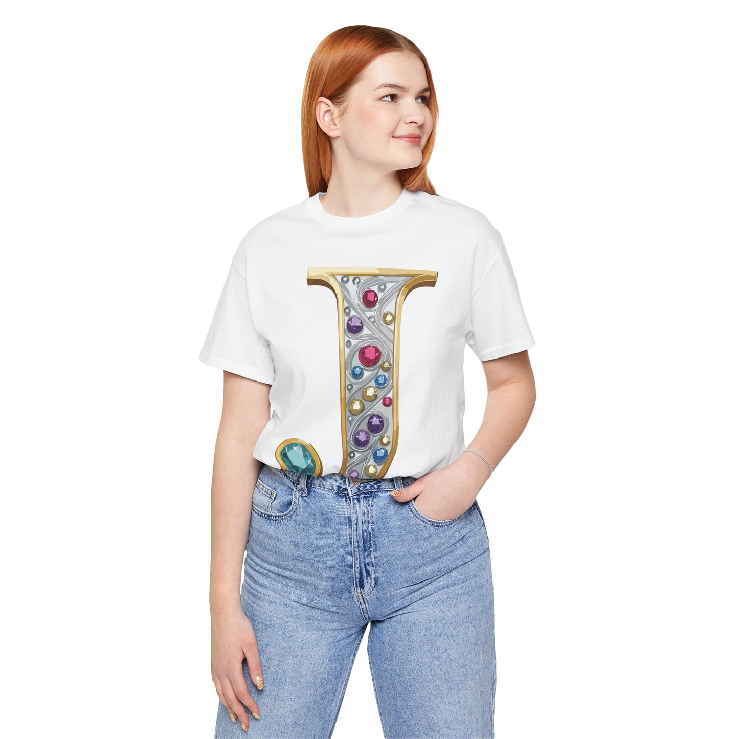 Letter Shirt, Shirt with Letters, Tee Shirt with Gold Letter, Shirt with Antique Letters