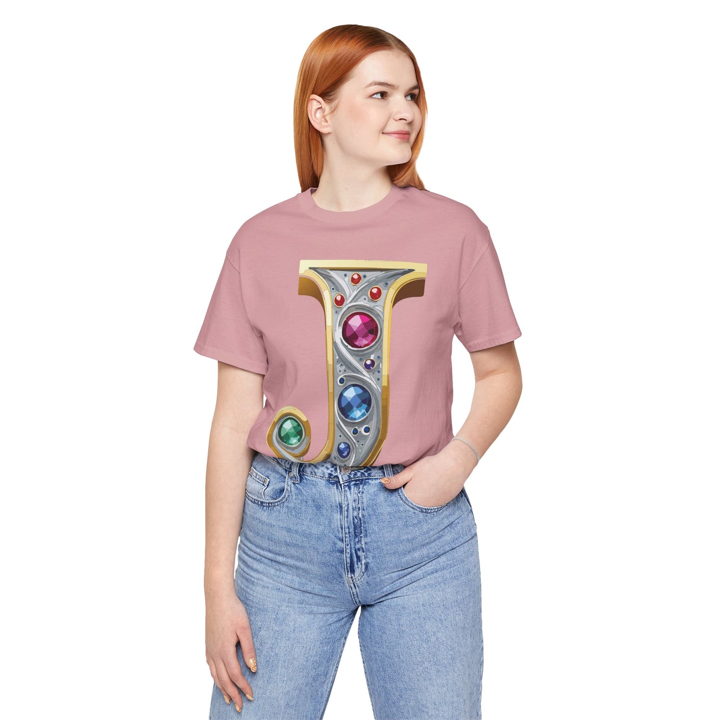 Letter Shirt, Shirt with Letters, Tee Shirt with Gold Letter, Shirt with Antique Letters