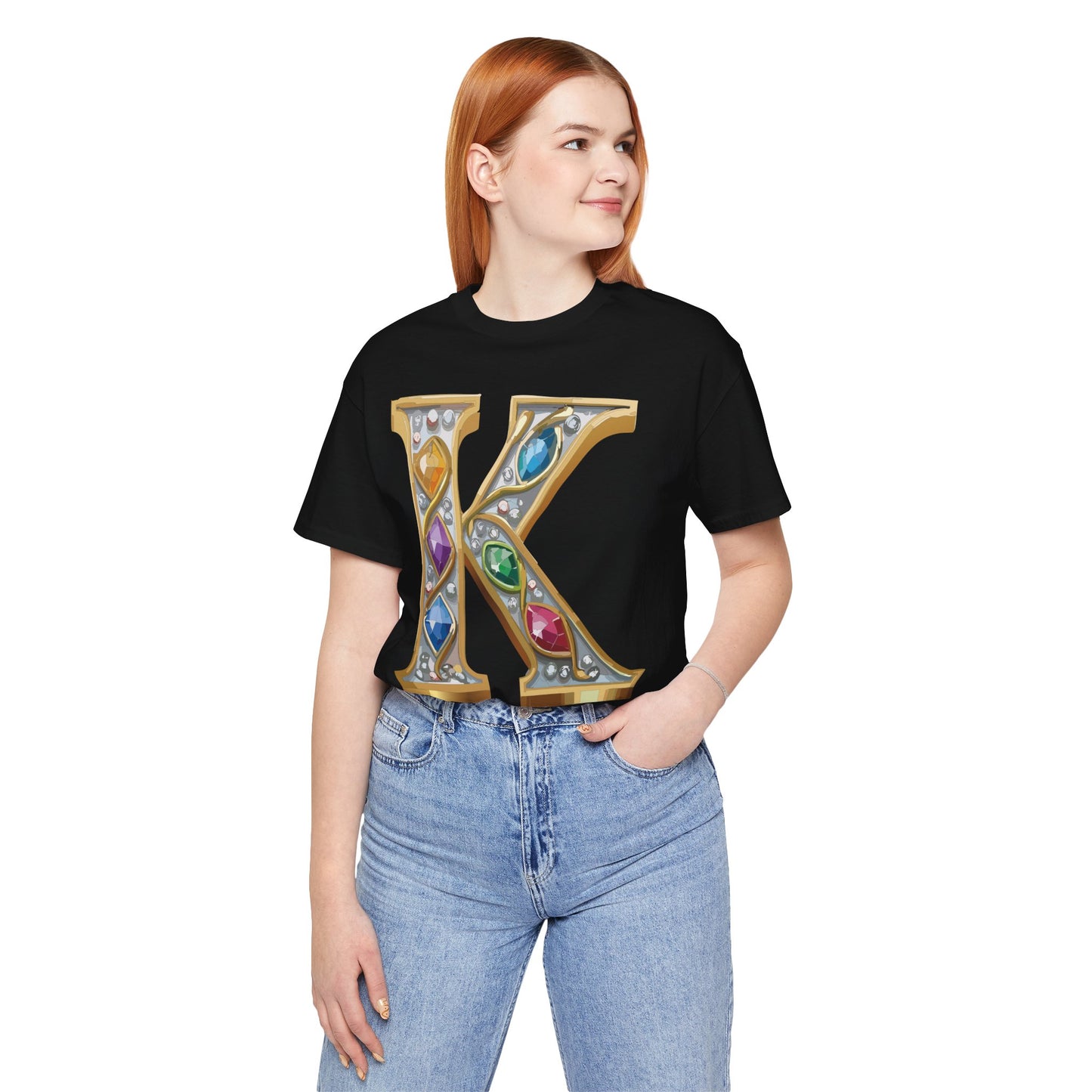 Letter Shirt, Shirt with Letters, Tee Shirt with Gold Letter, Shirt with Antique Letters