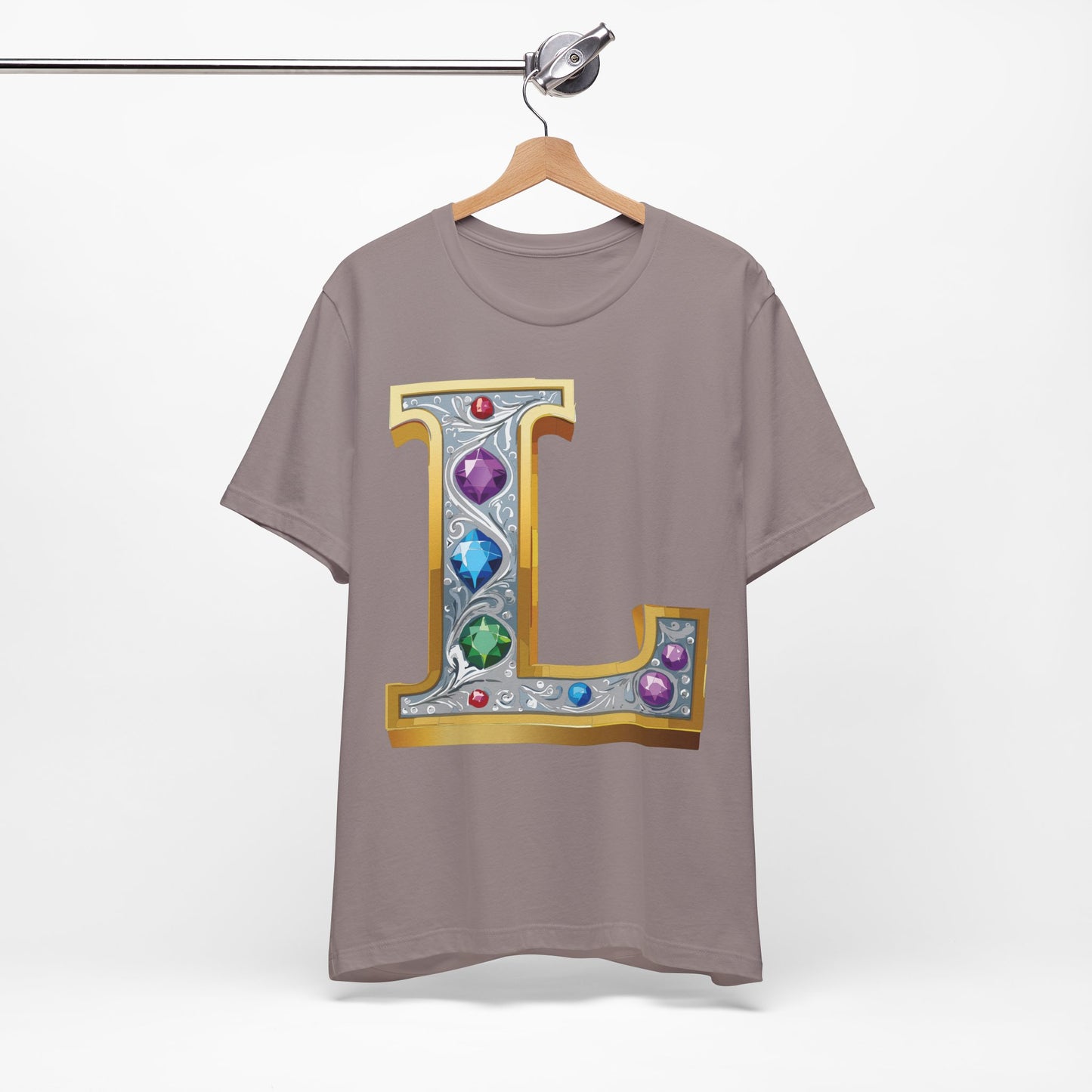 Letter Shirt, Shirt with Letters, Tee Shirt with Gold Letter, Shirt with Antique Letters