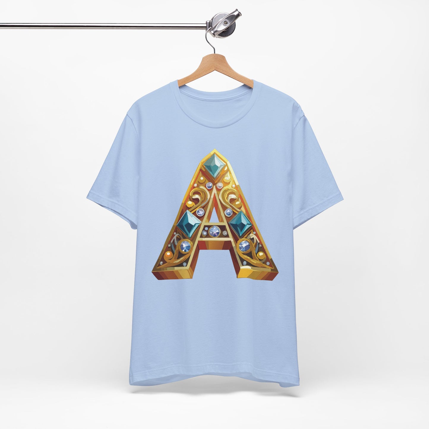 Letter Shirt, Shirt with Letters, Tee Shirt with Gold Letter, Shirt with Antique Letters