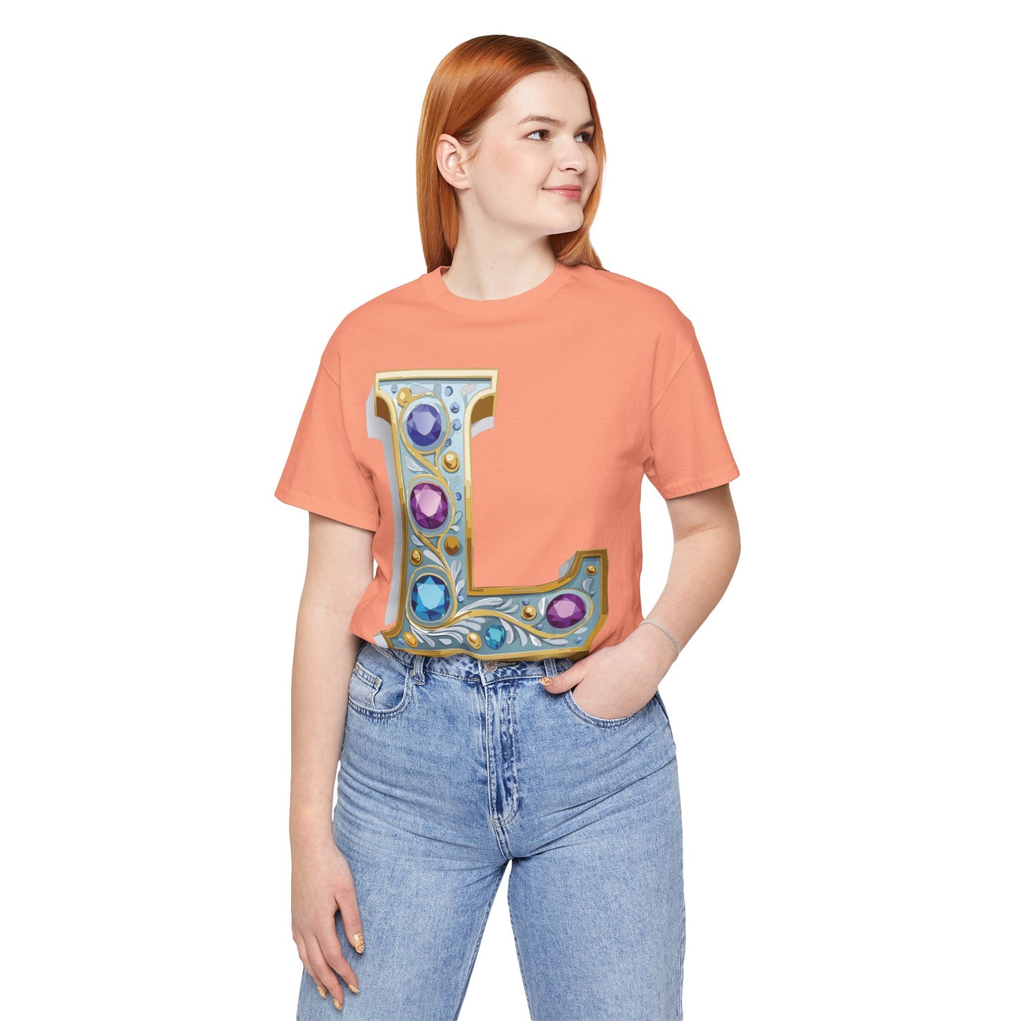 Letter Shirt, Shirt with Letters, Tee Shirt with Gold Letter, Shirt with Antique Letters