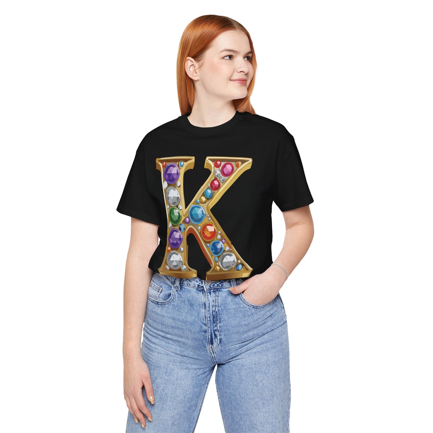 Letter Shirt, Shirt with Letters, Tee Shirt with Gold Letter, Shirt with Antique Letters