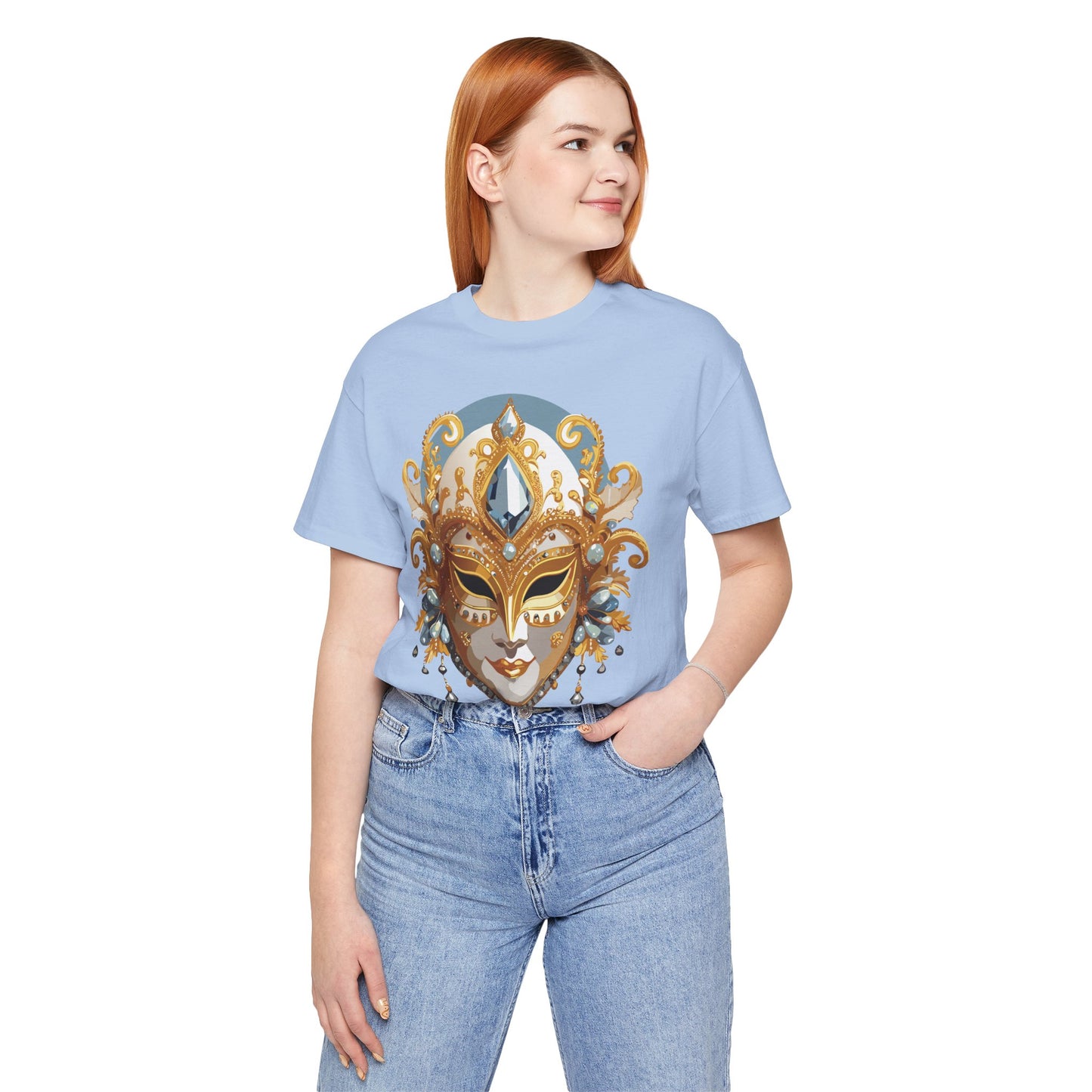 Mask Shirt, Shirt with Mask, Tee Shirt with Gold Face