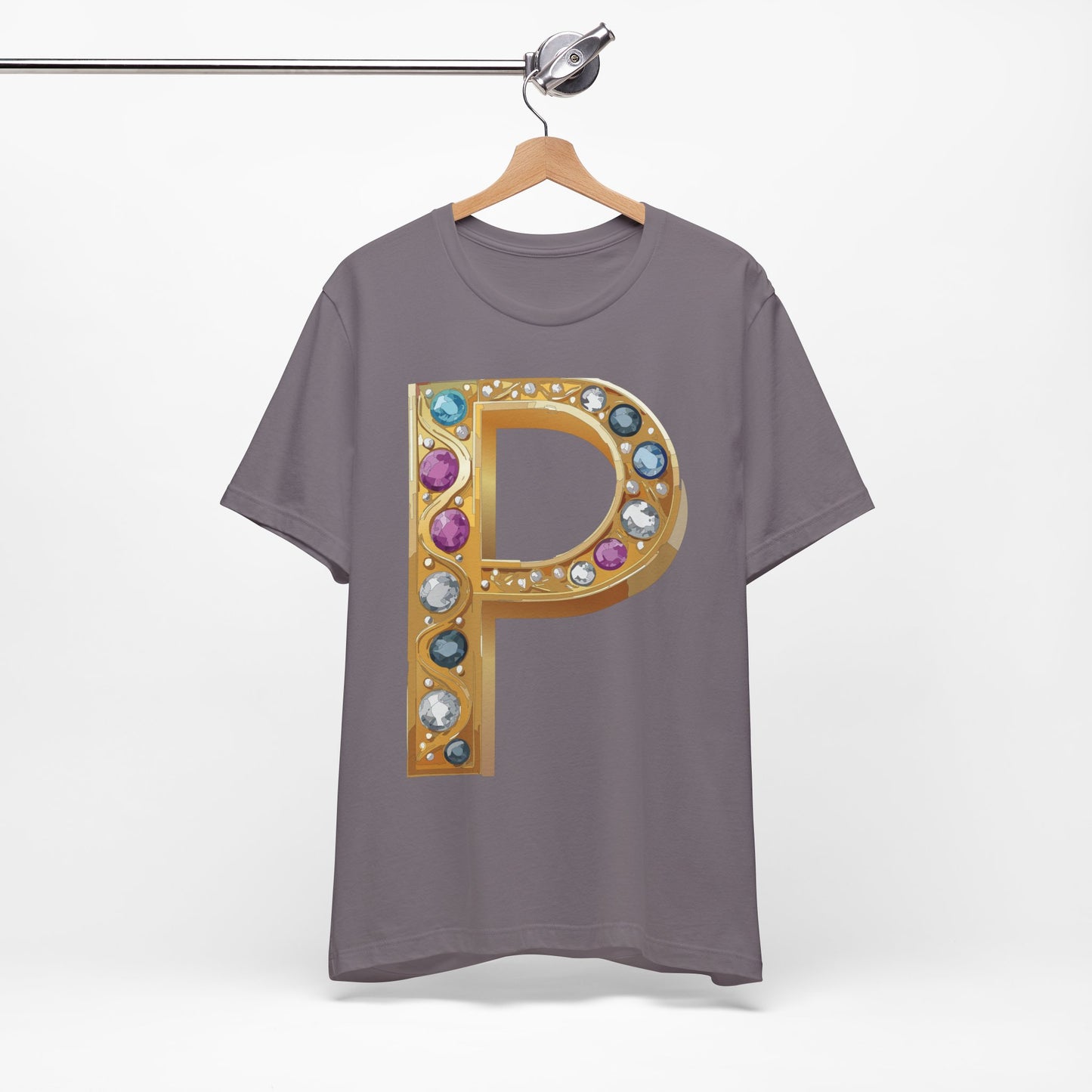 Letter Shirt, Shirt with Letters, Tee Shirt with Gold Letter, Shirt with Antique Letters