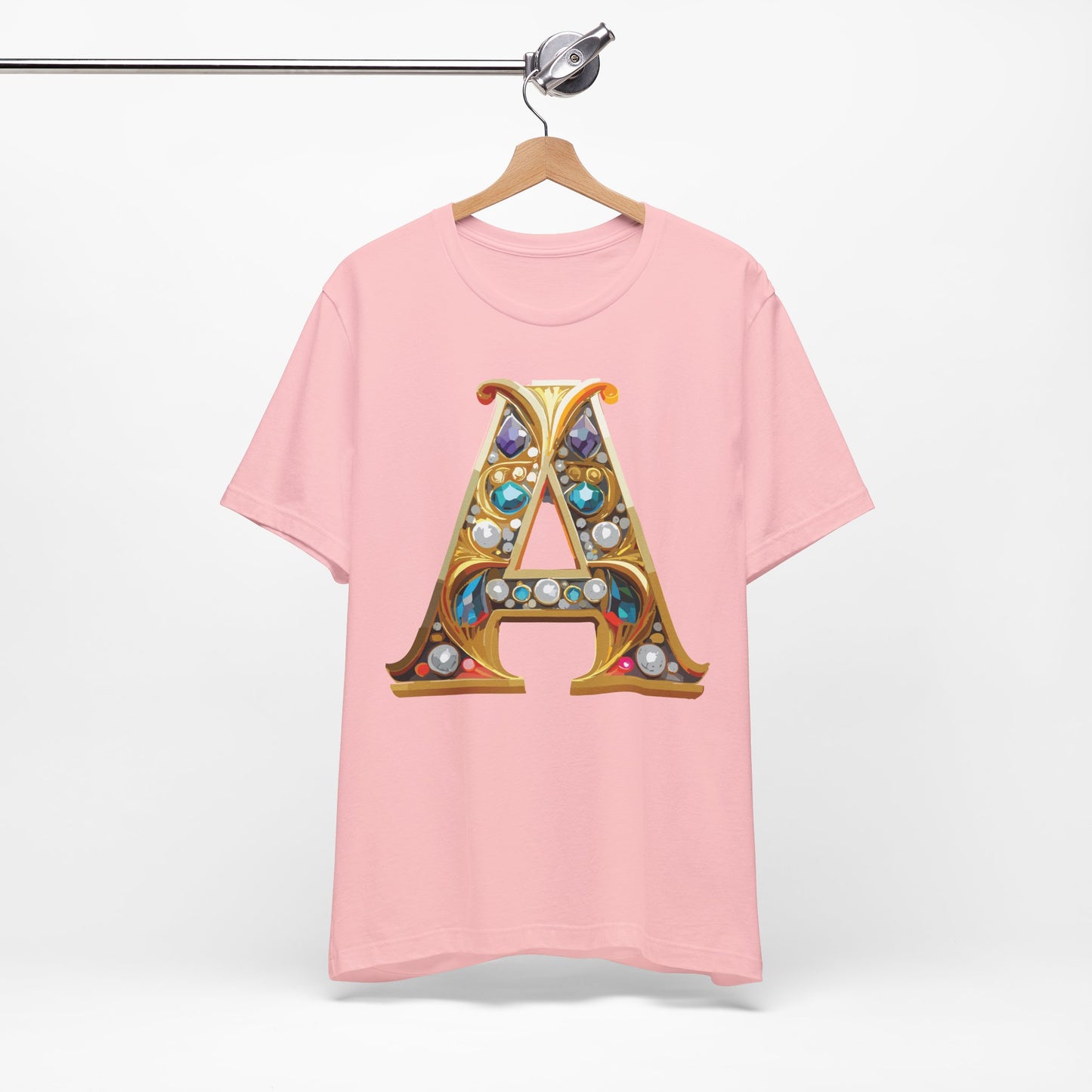 Letter Shirt, Shirt with Letters, Tee Shirt with Gold Letter, Shirt with Antique Letters