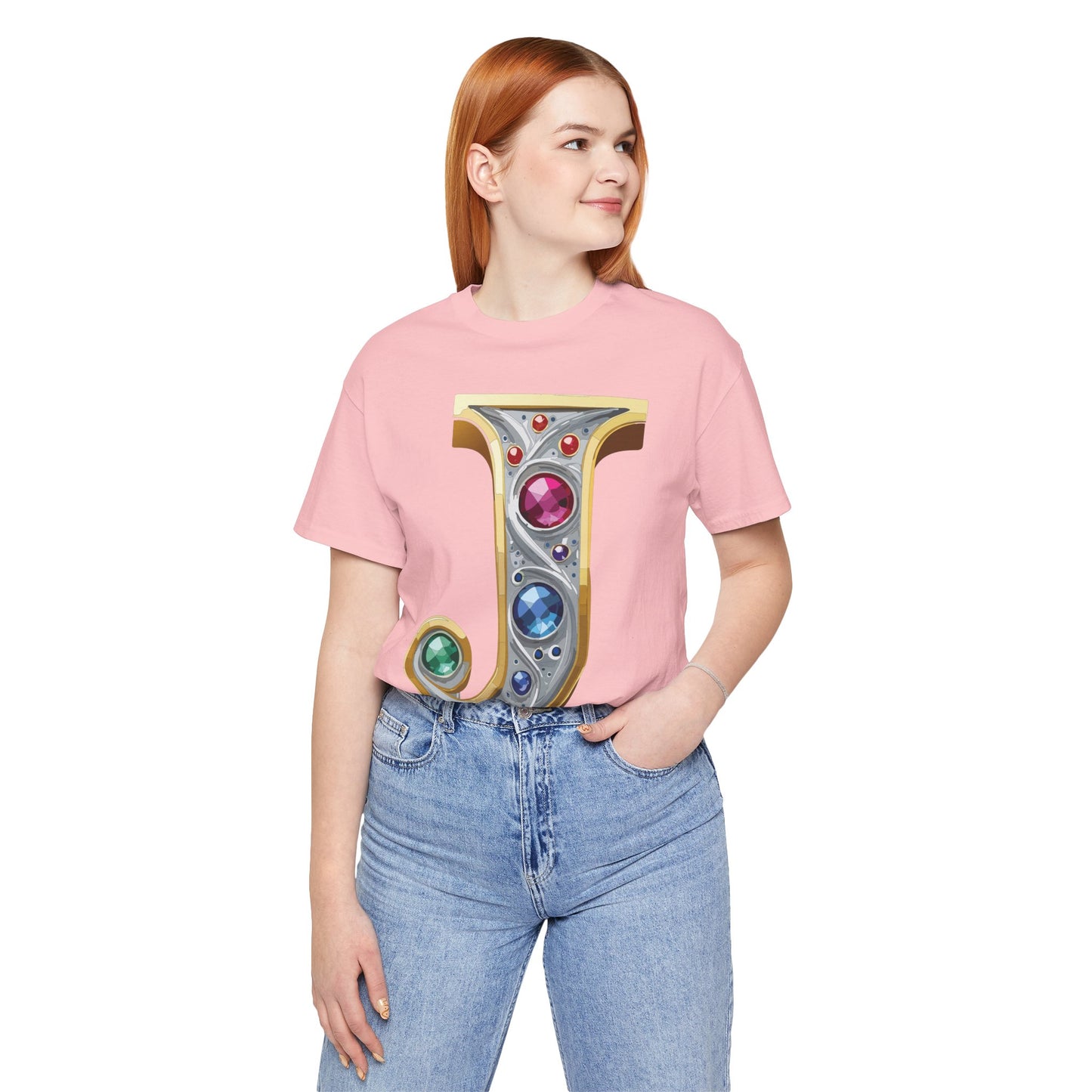 Letter Shirt, Shirt with Letters, Tee Shirt with Gold Letter, Shirt with Antique Letters