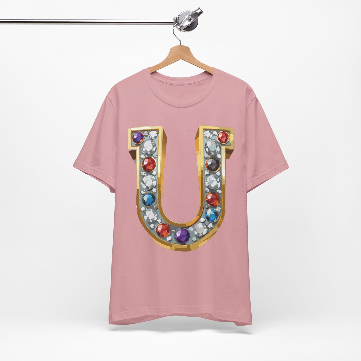 Letter Shirt, Shirt with Letters, Tee Shirt with Gold Letter, Shirt with Antique Letters