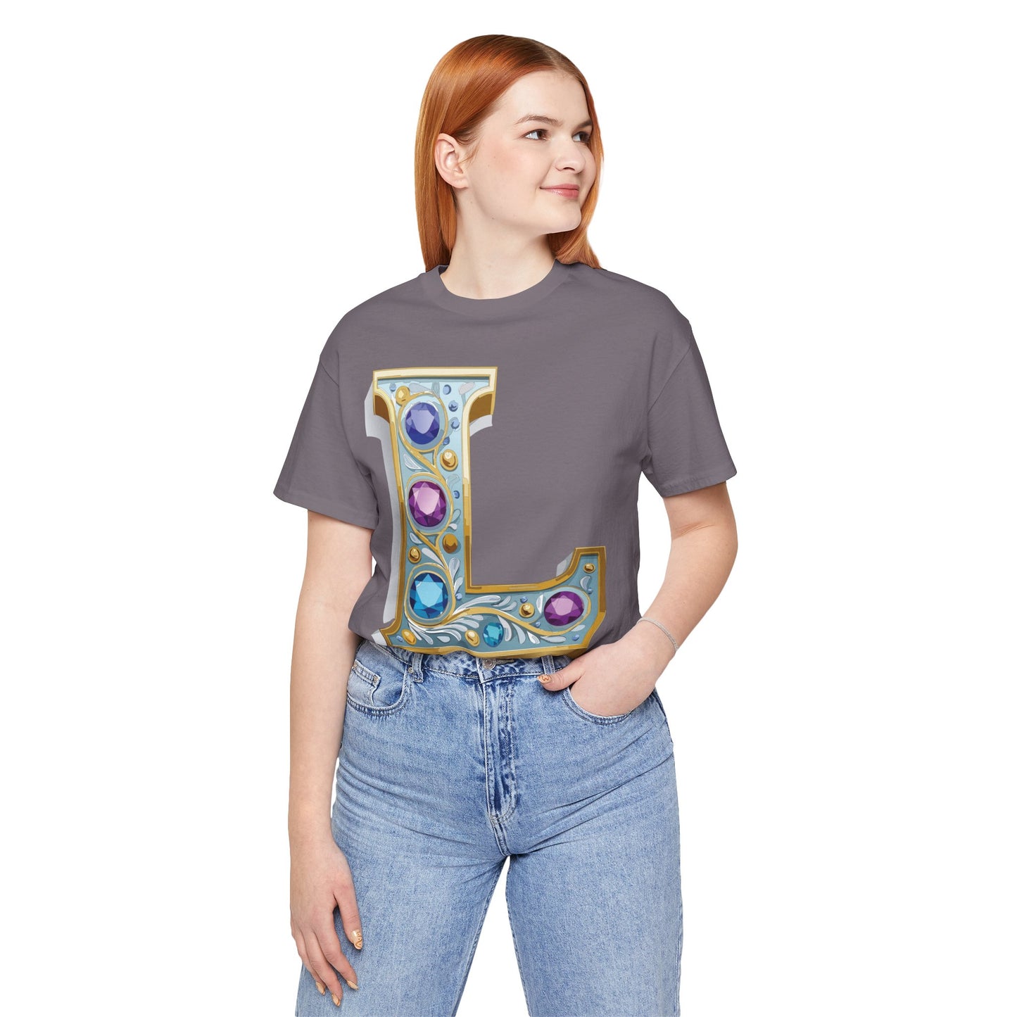 Letter Shirt, Shirt with Letters, Tee Shirt with Gold Letter, Shirt with Antique Letters
