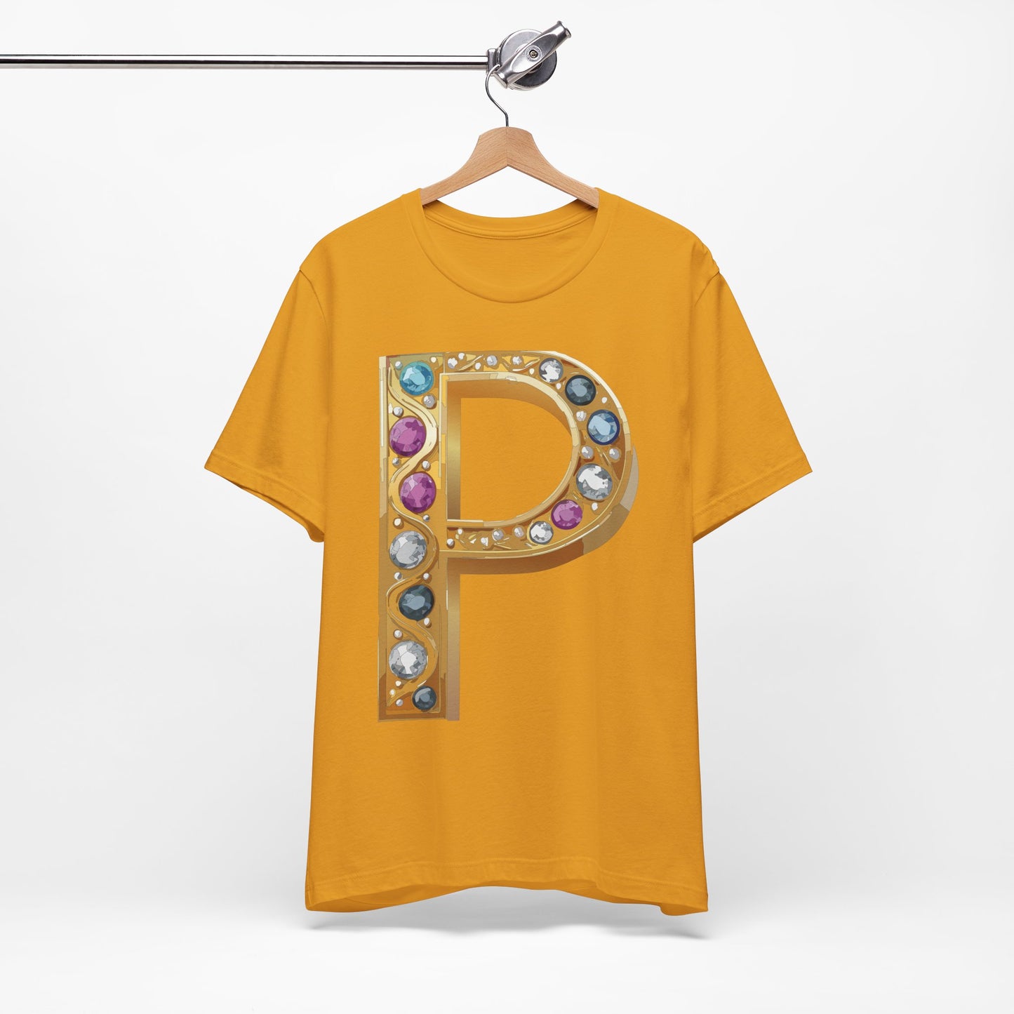 Letter Shirt, Shirt with Letters, Tee Shirt with Gold Letter, Shirt with Antique Letters