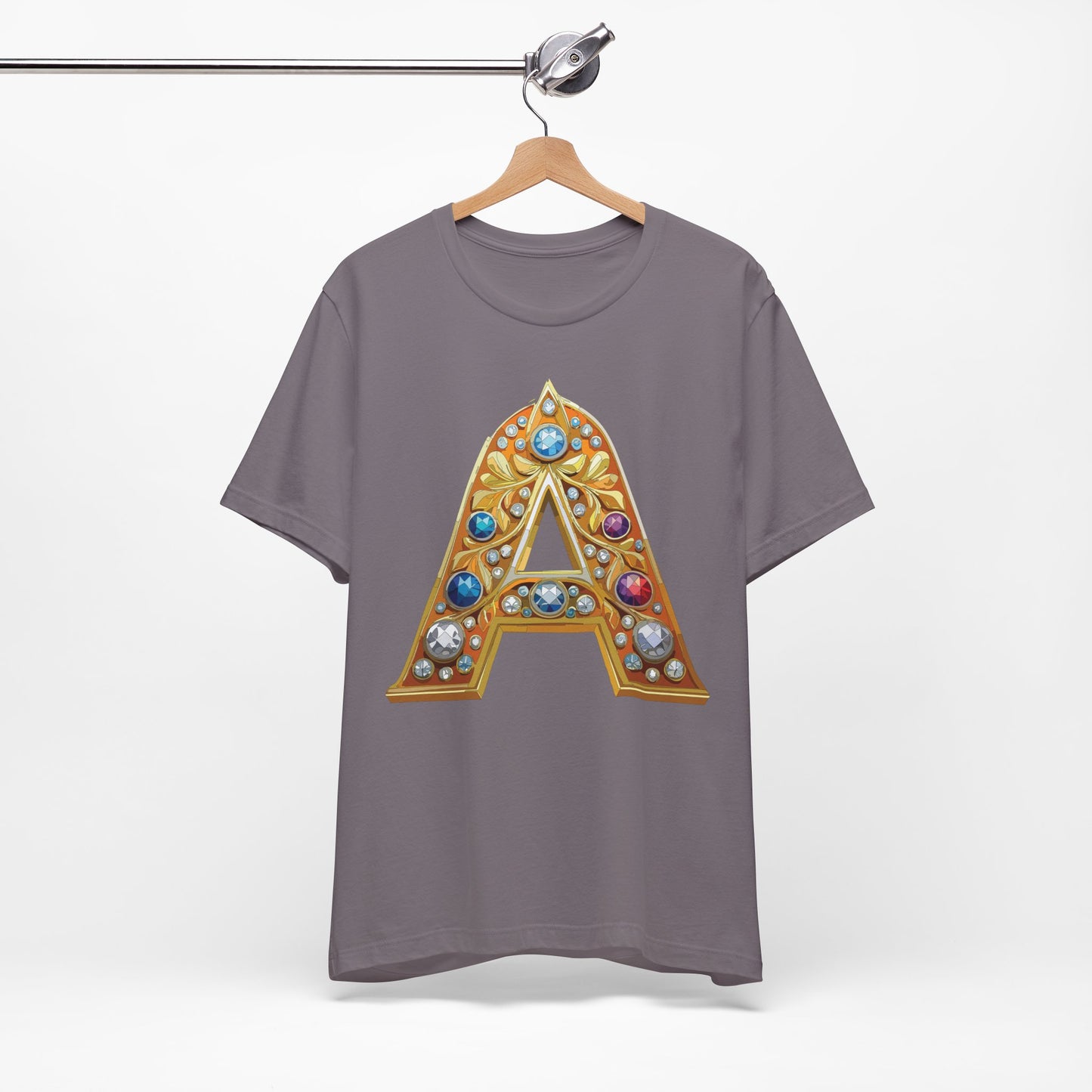Letter Shirt, Shirt with Letters, Tee Shirt with Gold Letter, Shirt with Antique Letters