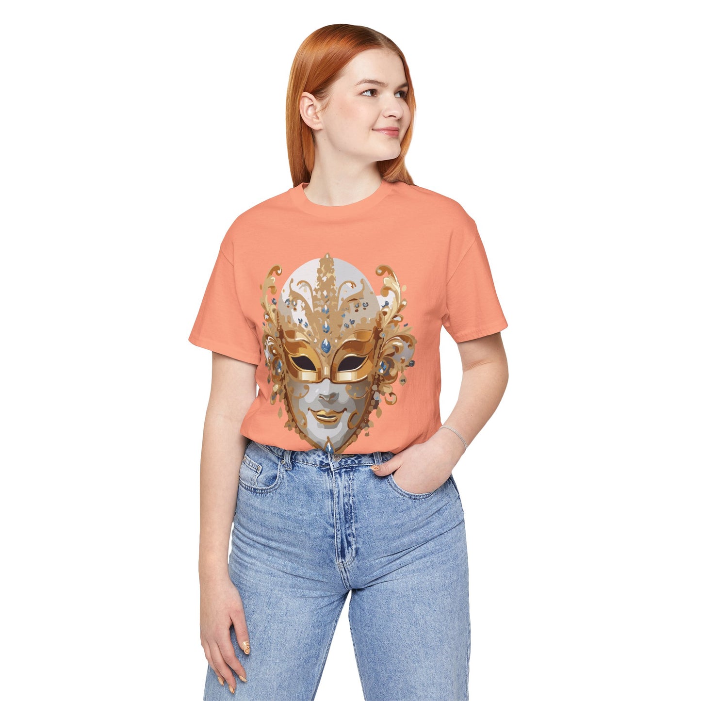Mask Shirt, Shirt with Mask, Tee Shirt with Gold Face