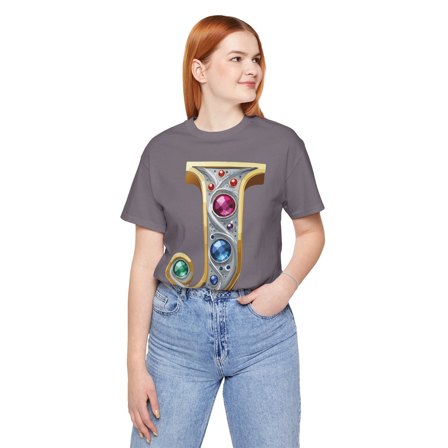 Letter Shirt, Shirt with Letters, Tee Shirt with Gold Letter, Shirt with Antique Letters
