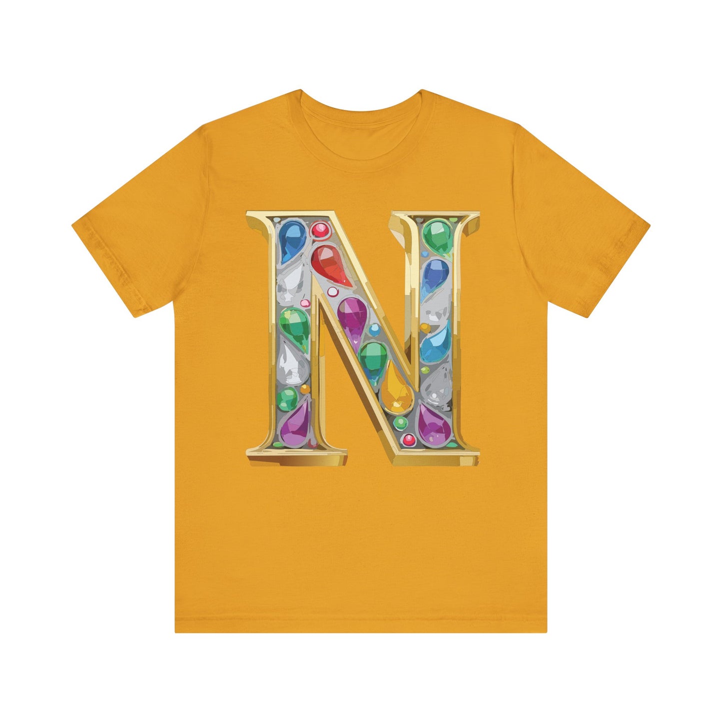 Letter Shirt, Shirt with Letters, Tee Shirt with Gold Letter, Shirt with Antique Letters
