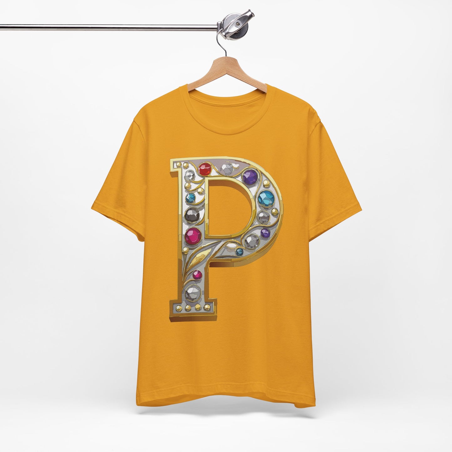 Letter Shirt, Shirt with Letters, Tee Shirt with Gold Letter, Shirt with Antique Letters