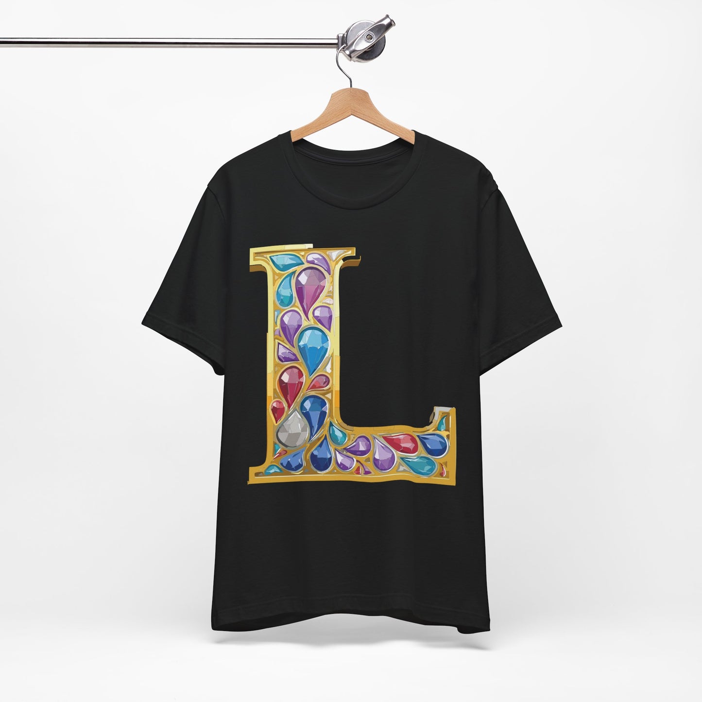 Letter Shirt, Shirt with Letters, Tee Shirt with Gold Letter, Shirt with Antique Letters