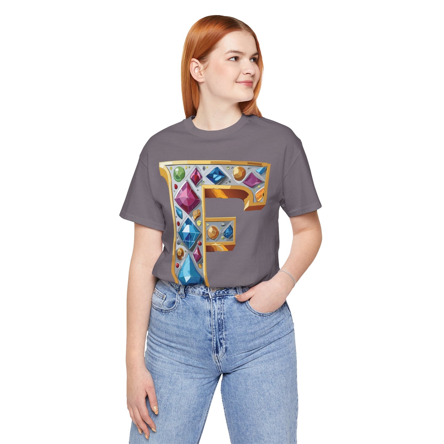 Letter Shirt, Shirt with Letters, Tee Shirt with Gold Letter, Shirt with Antique Letters