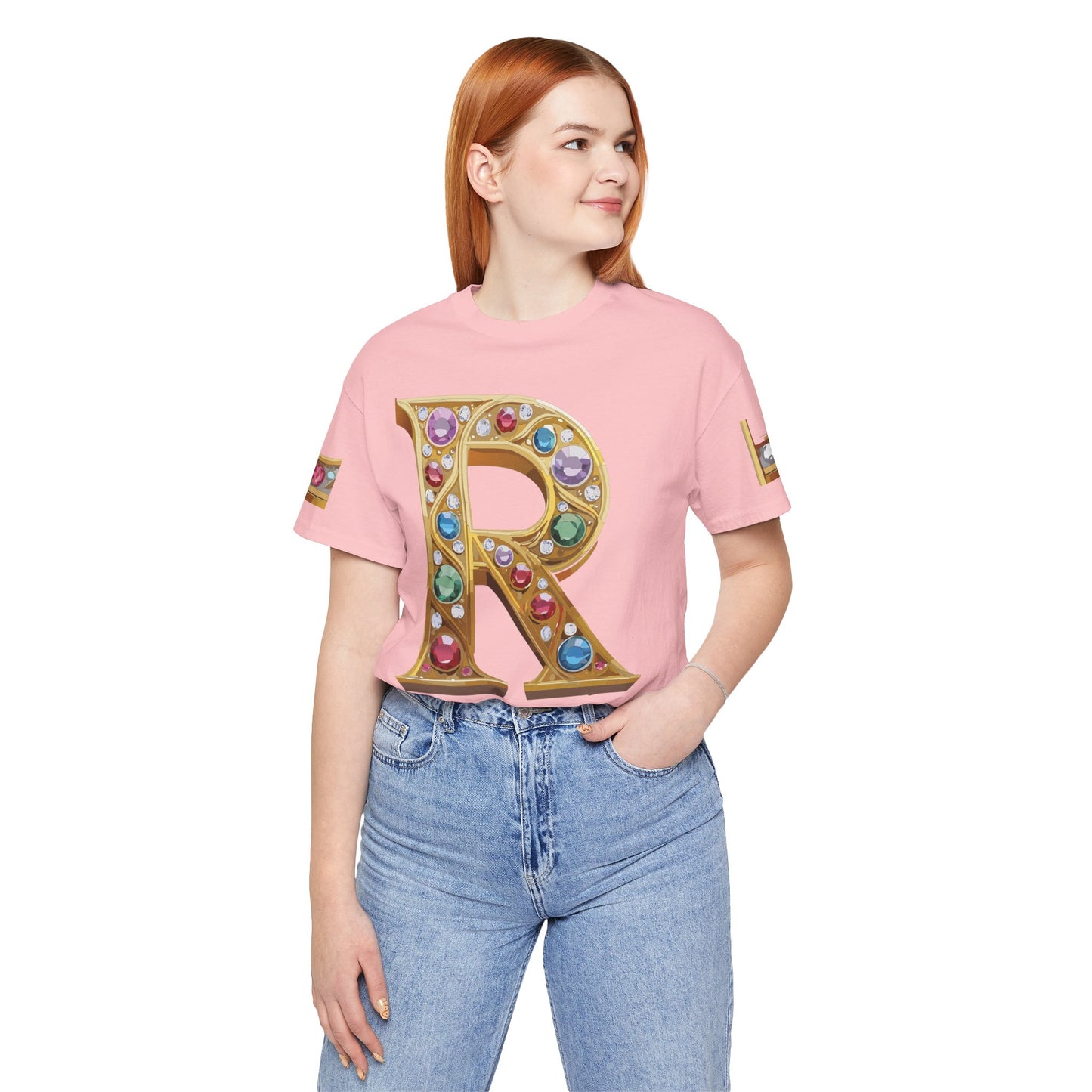 Letter Shirt, Shirt with Letters, Tee Shirt with Gold Letter, Shirt with Antique Letters